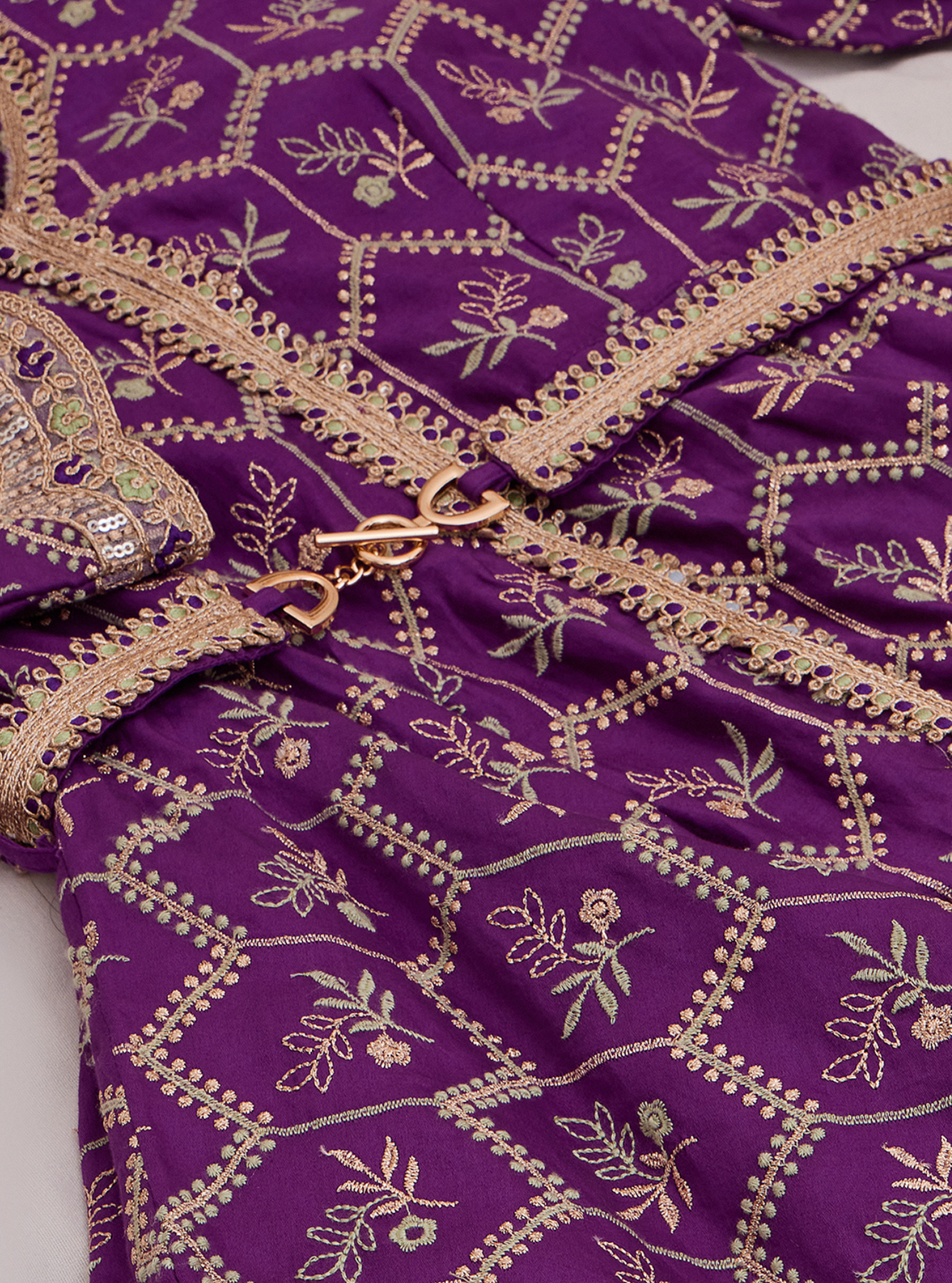 Bisini Pima Purple Top with Sharara Set