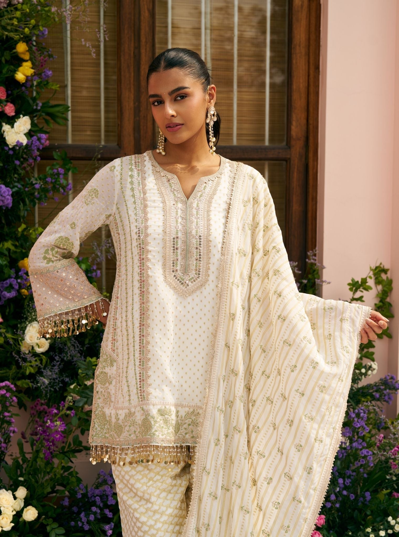 Panchi Banarsi Off White Kurta Set