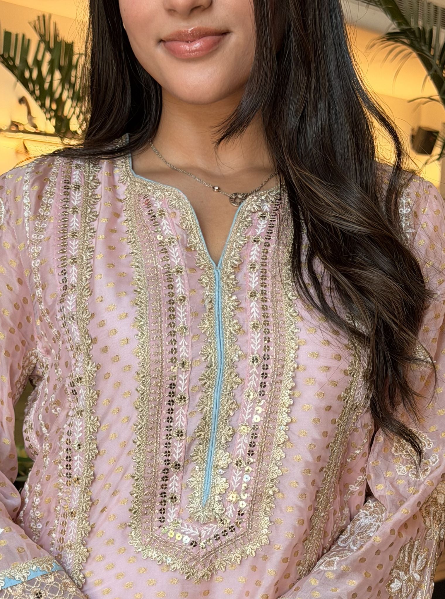 Panchi Banarsi Pink Kurta With Farshi Salwar