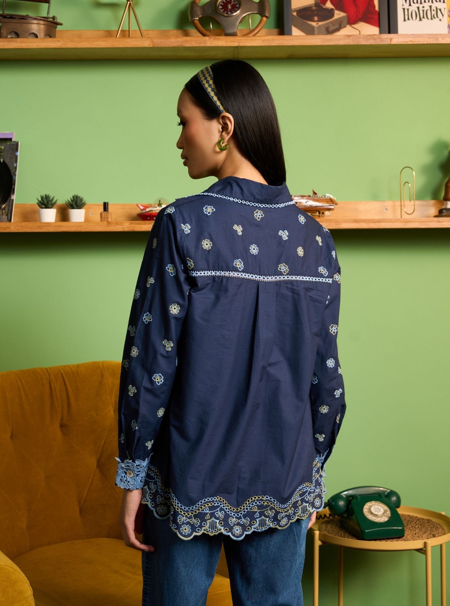 Zaniya Cotton Navy Shirt