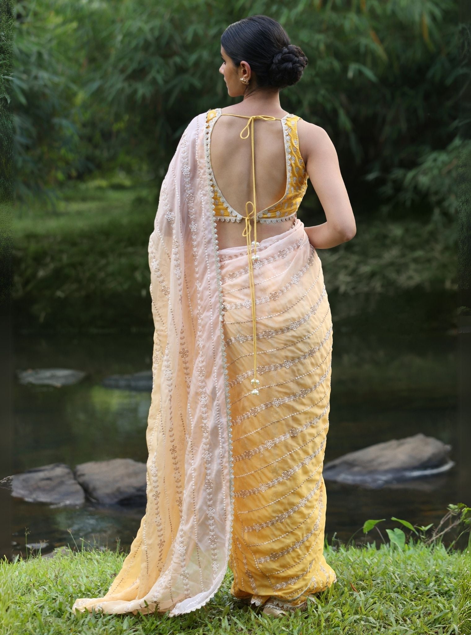 Junoon Organza Ombre Yellow Saree