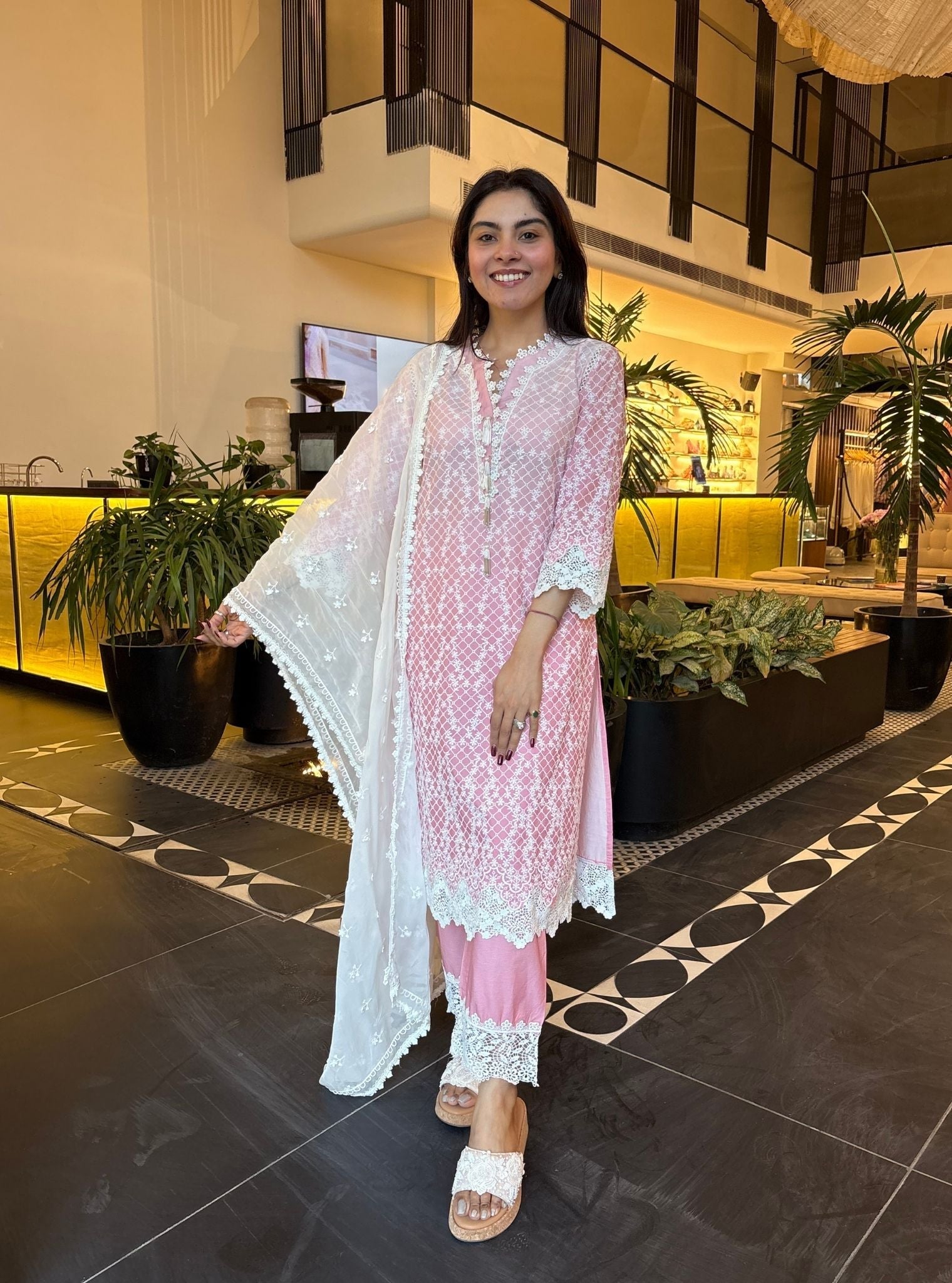 Venna Supima Cotton Pink Kurta Set