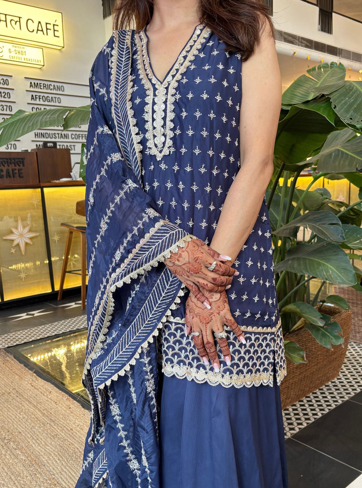 Sangli Supima Cotton Navy Kurta Set