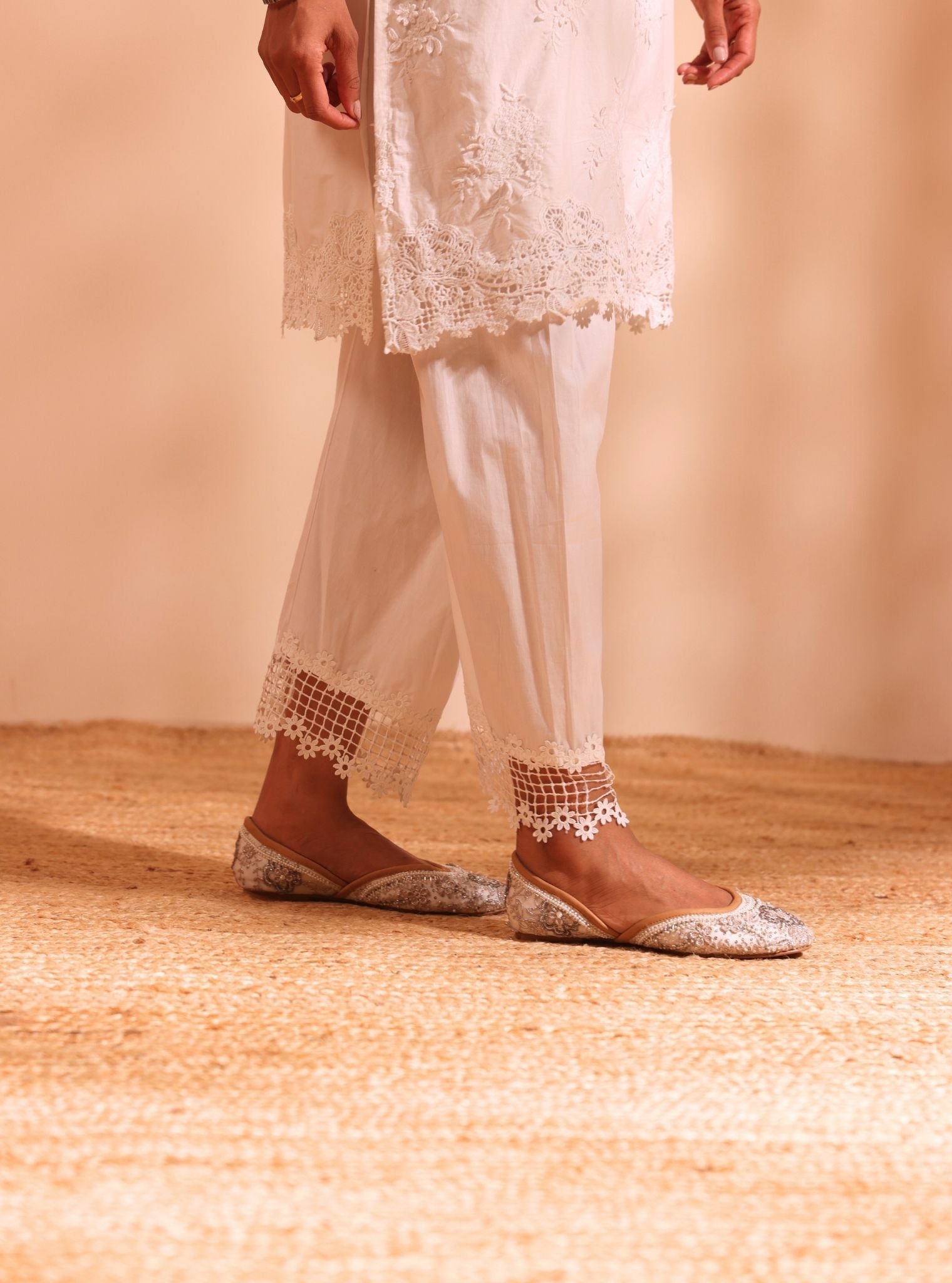 Yamya Supima Cotton White Kurta Set