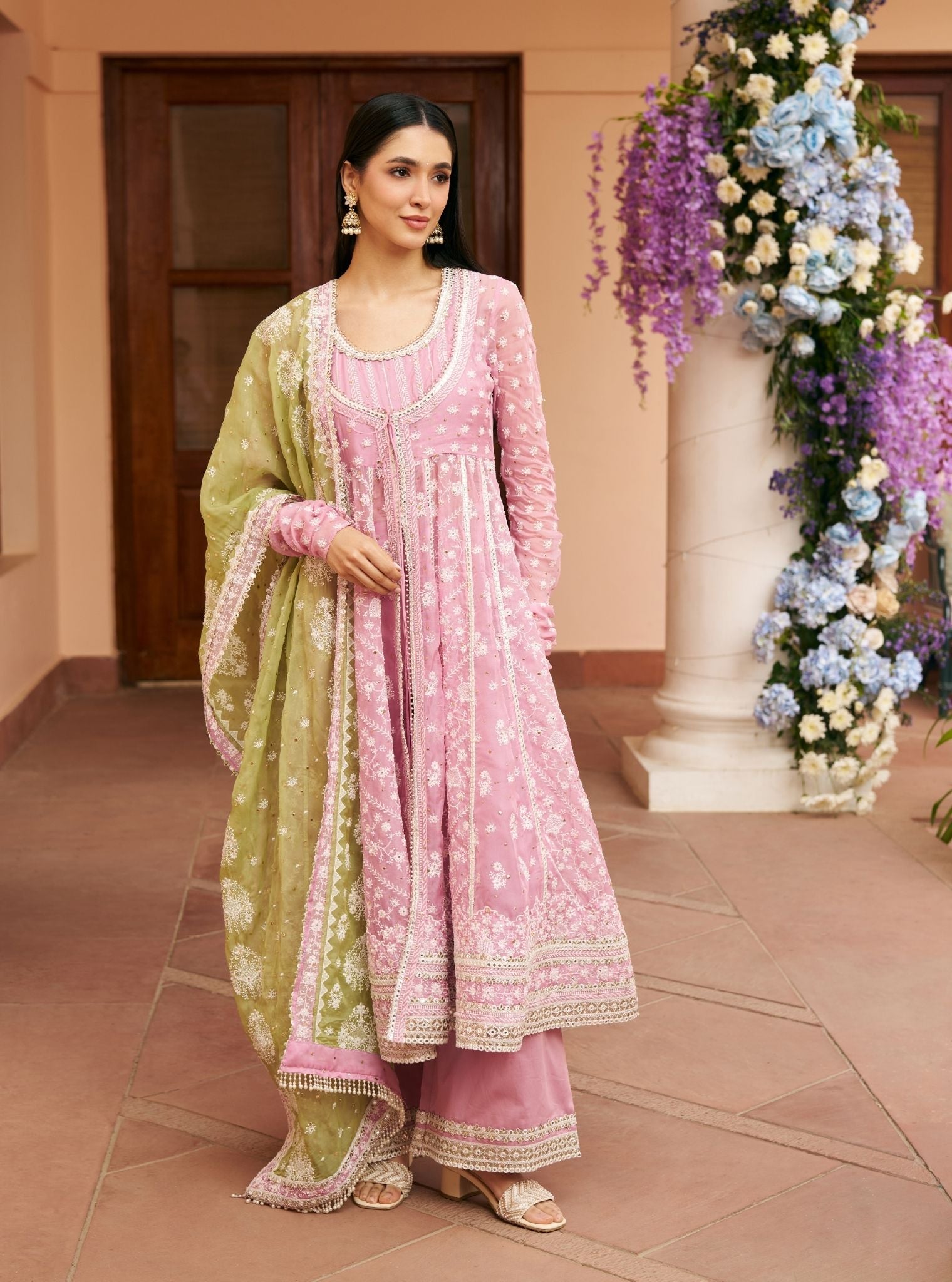 Afsana Organza Lilac Anarkali Set