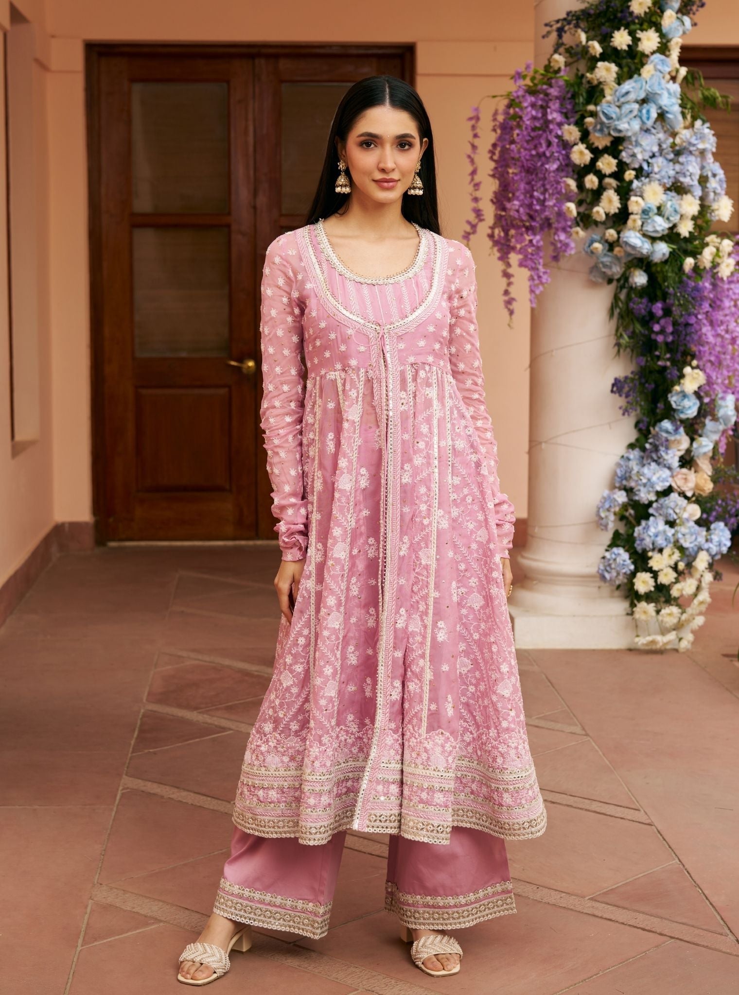 Afsana Organza Lilac Anarkali Set