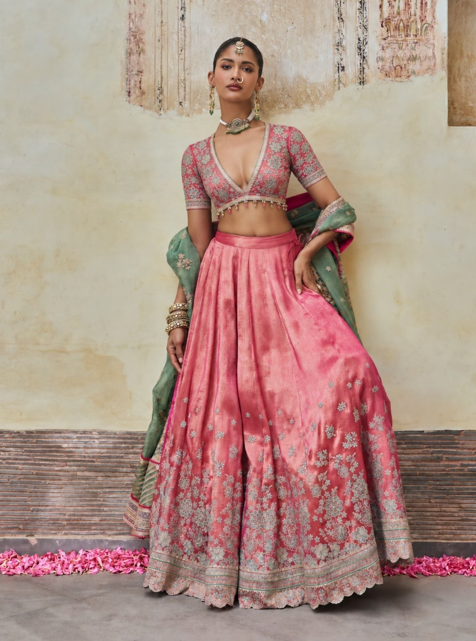 Saawri Bemberg Giraffe Fuchsia Lehenga