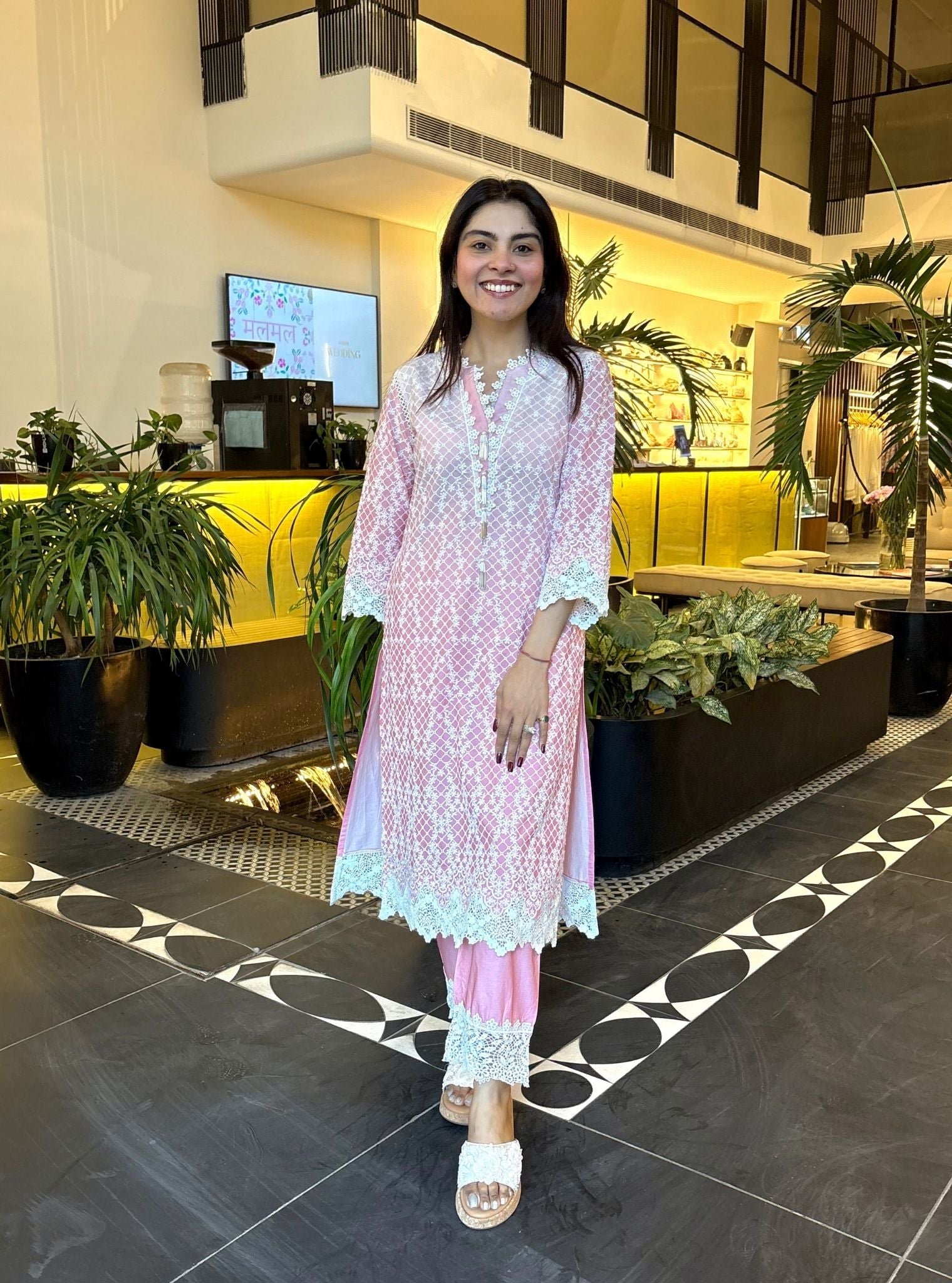 Venna Supima Cotton Pink Kurta Set