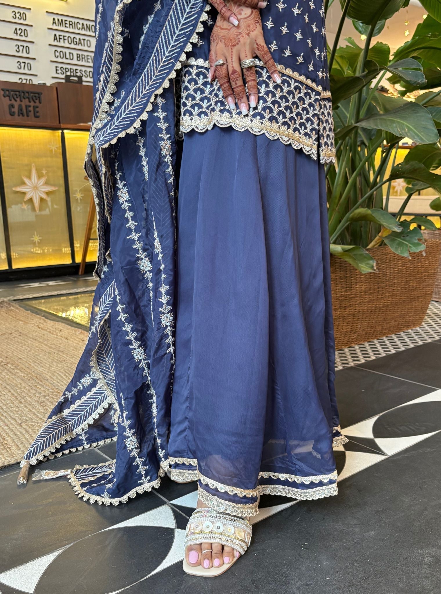Sangli Supima Cotton Navy Kurta Set