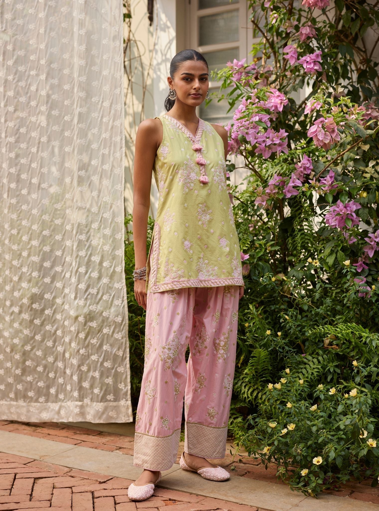 Liva Supima Cotton Lime Kurta Set