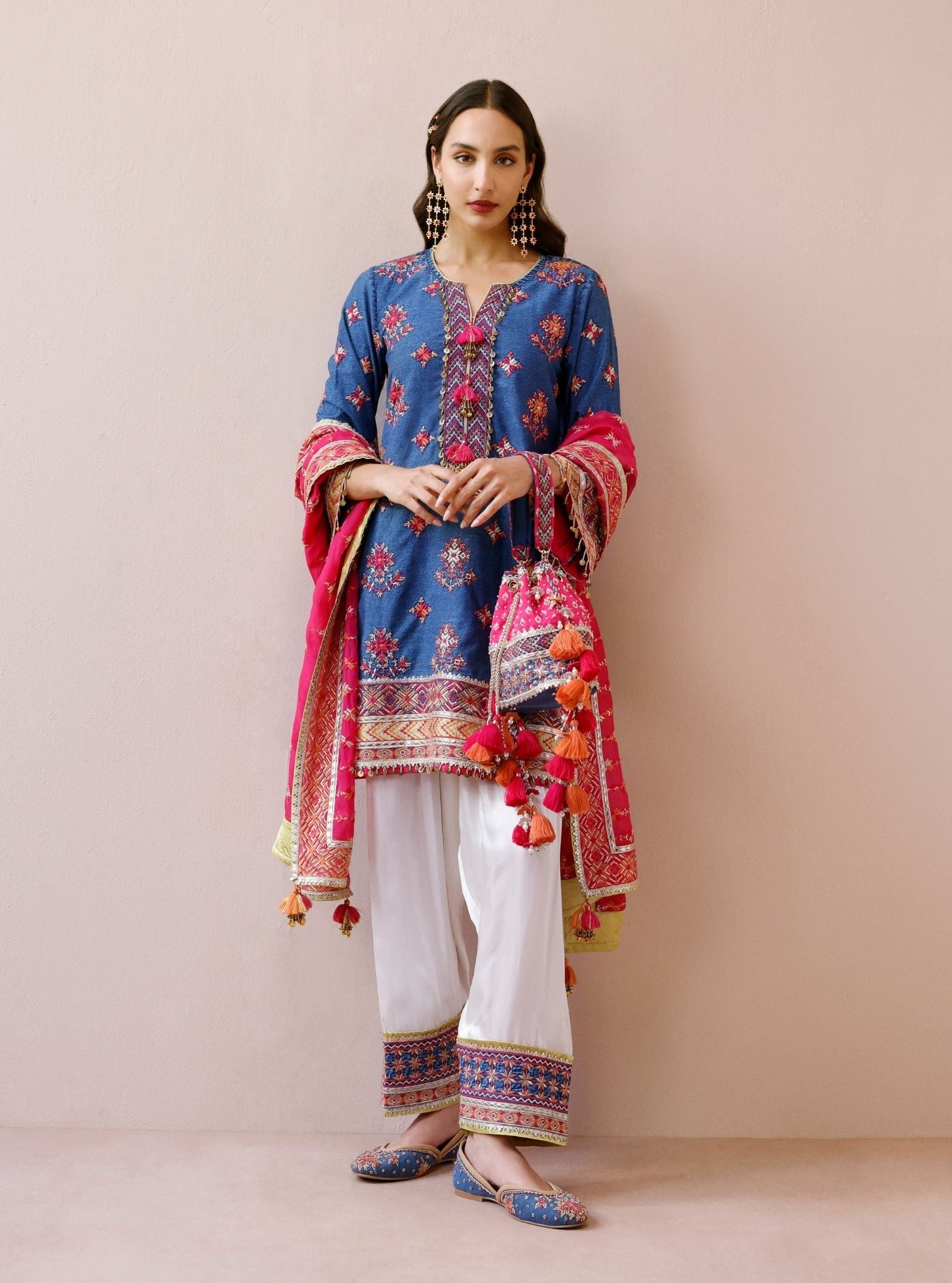 Ruvya Denim Kurta with Farshi Salwar
