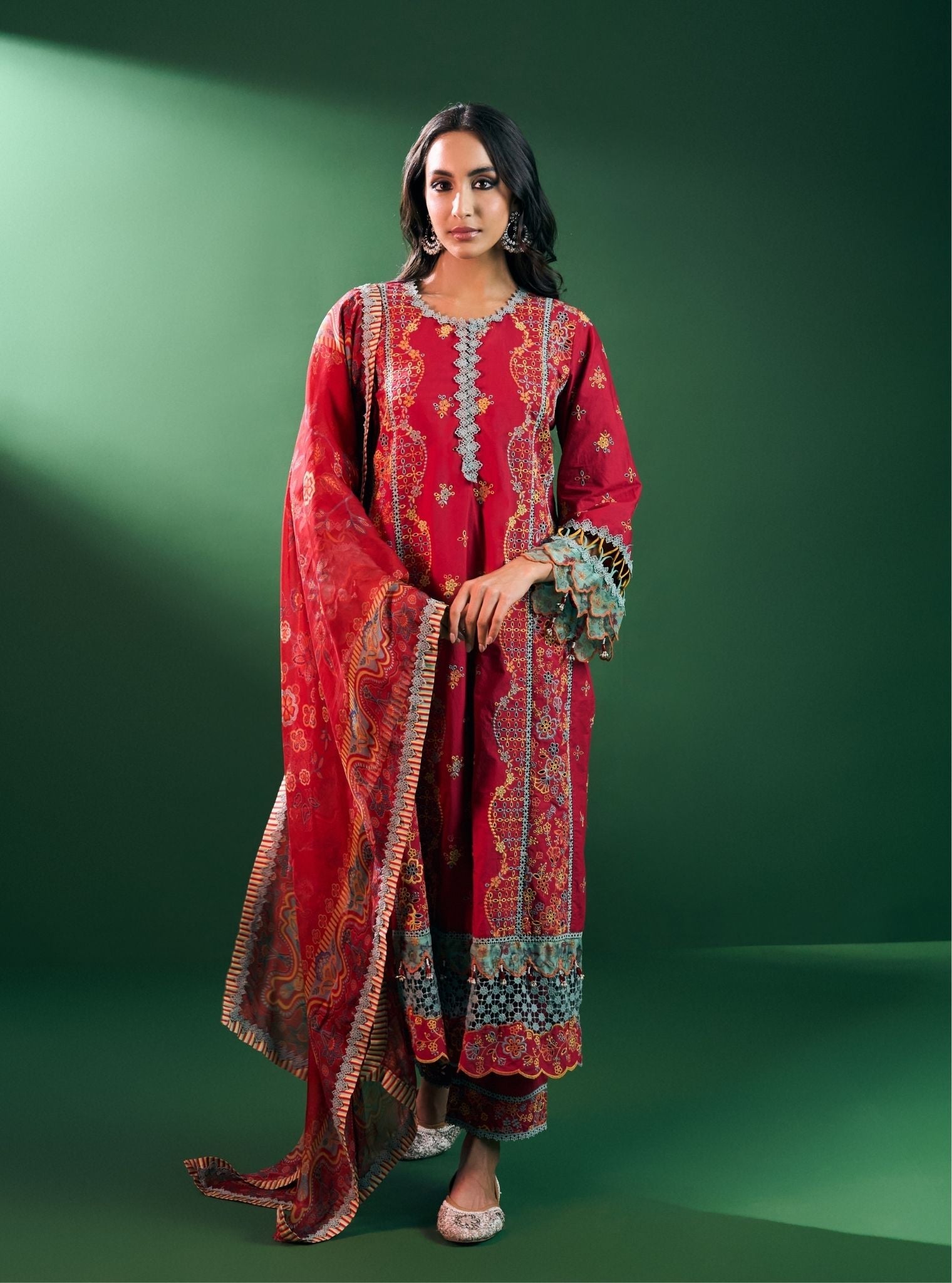 Risa Supima Cotton Red Kurta Set