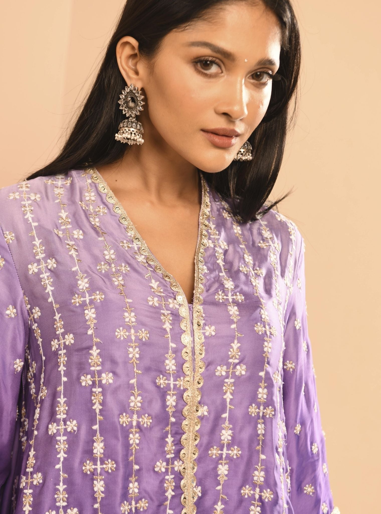 Inara Cupro Silk Purple Kurta Set