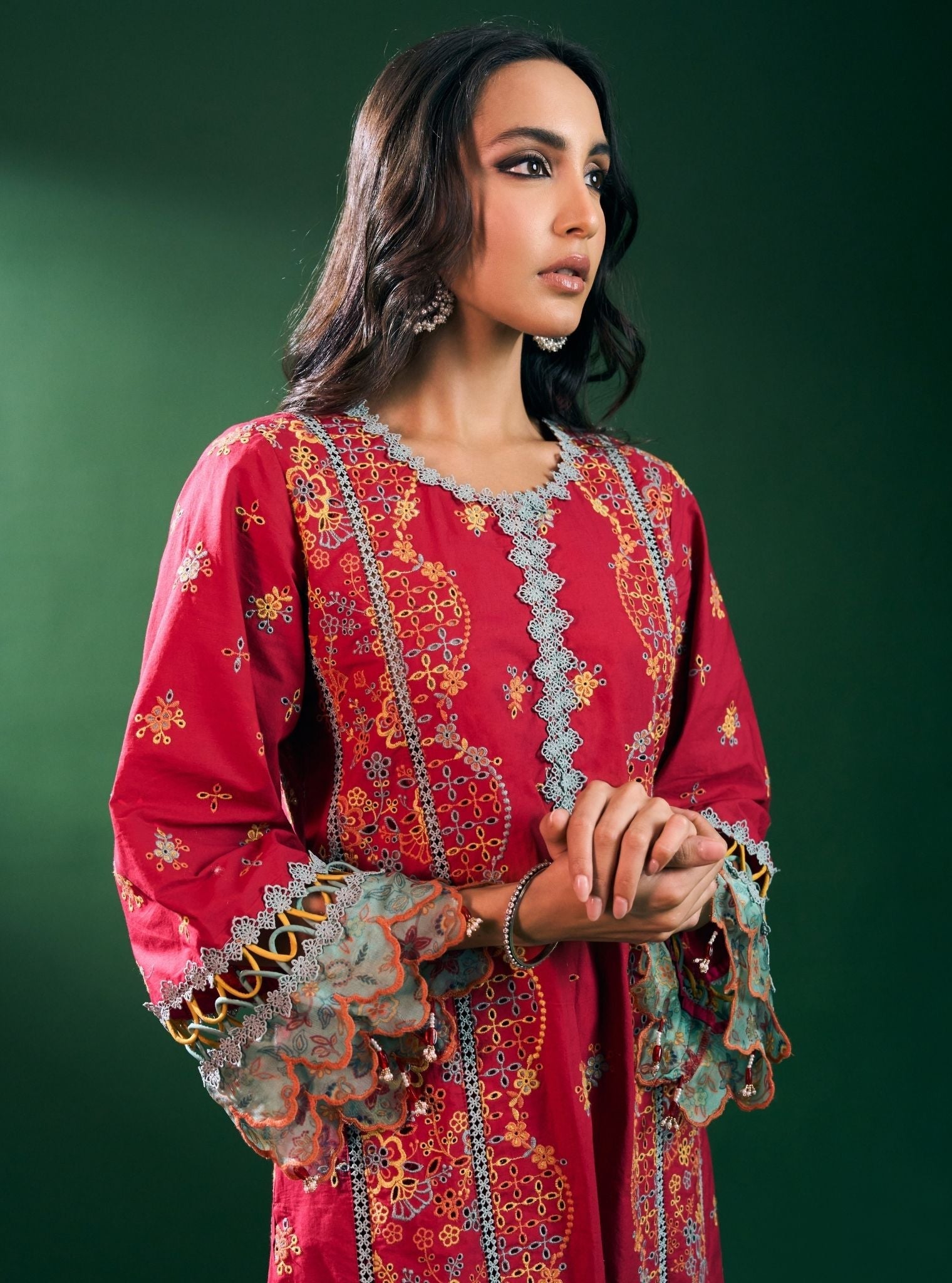 Risa Supima Cotton Red Kurta Set