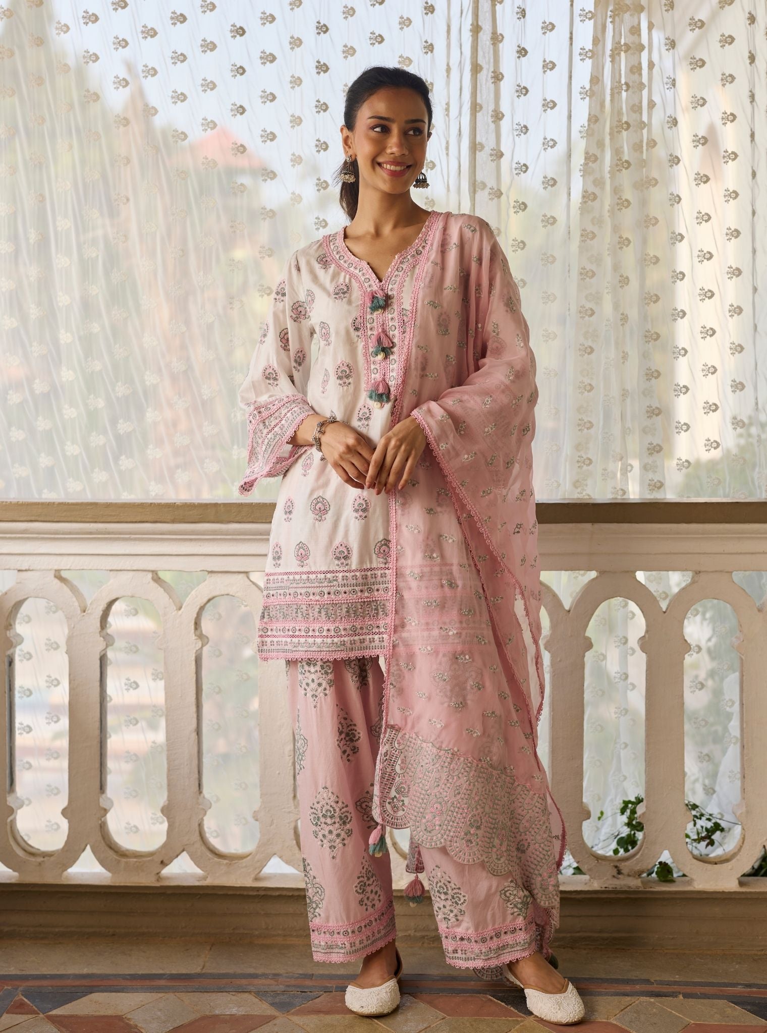 Ruo Supima Cotton White Kurta With Farshi Salwar
