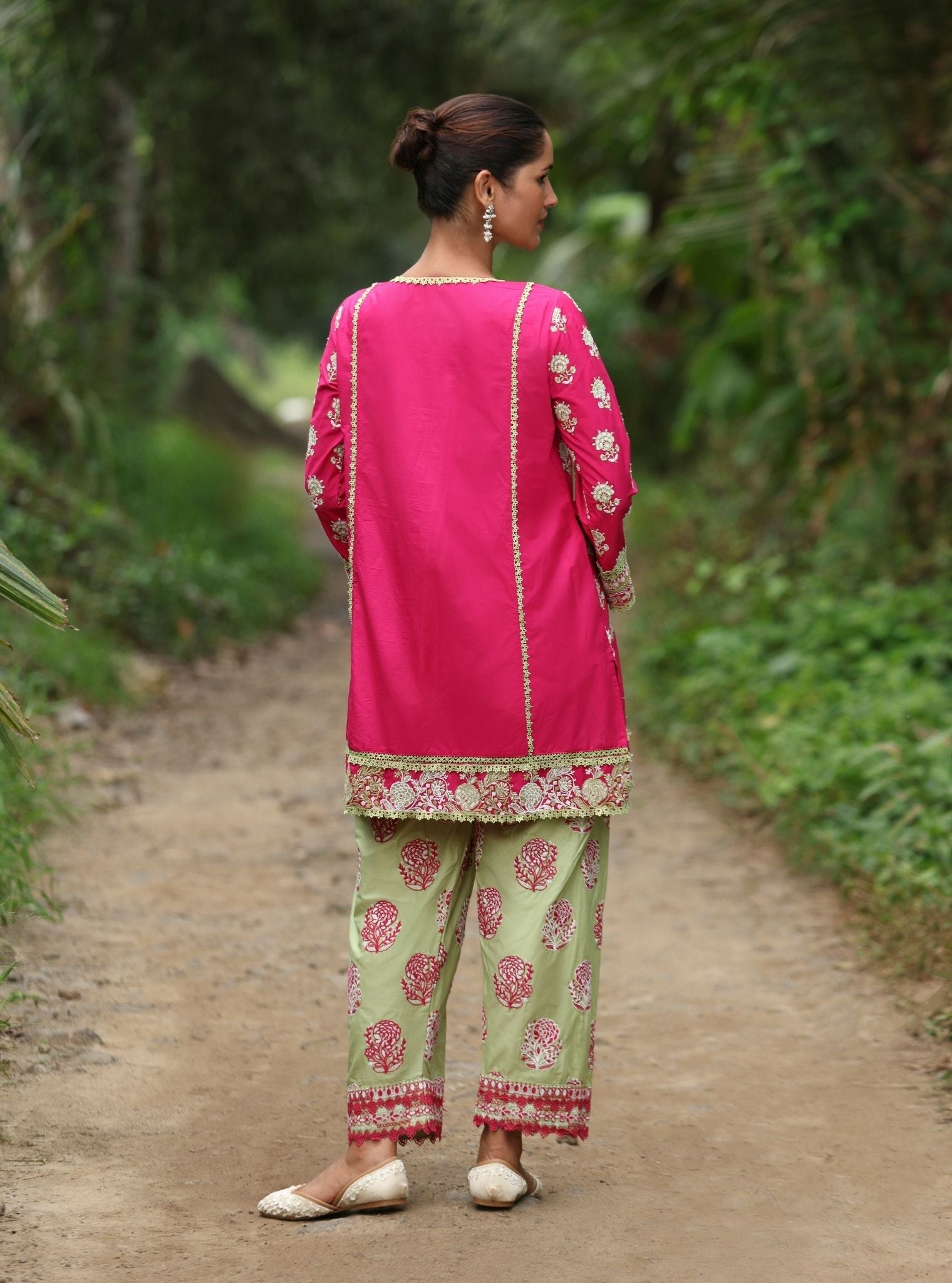 Alagi Supima Cotton Fuchsia Kurta With Farshi Salwar