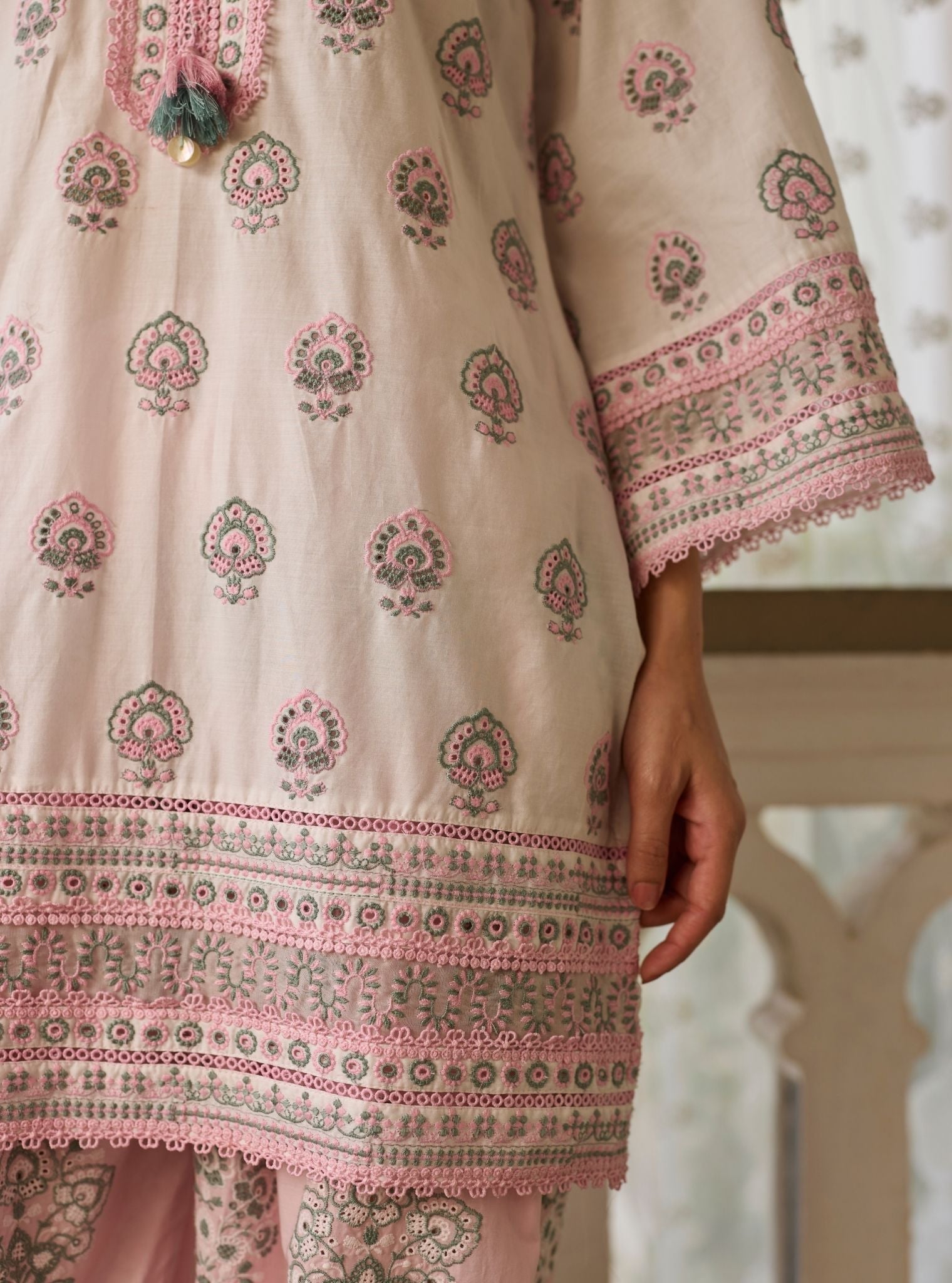 Ruo Supima Cotton White Kurta With Farshi Salwar