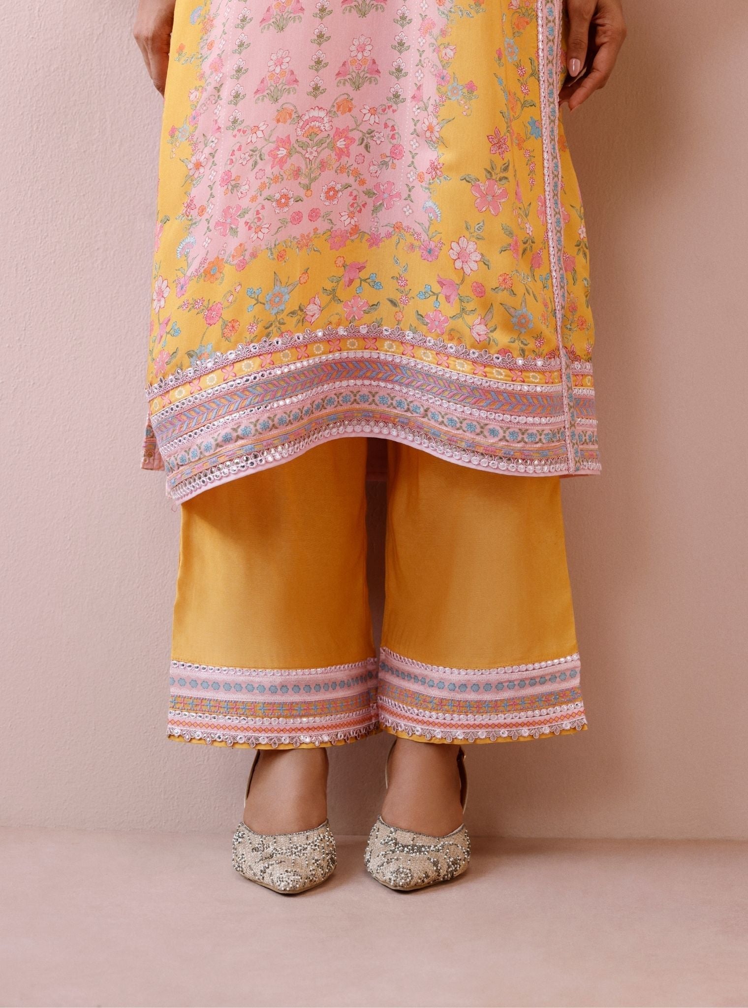 Arohi Lawn Printed Yellow Long Kurta Set