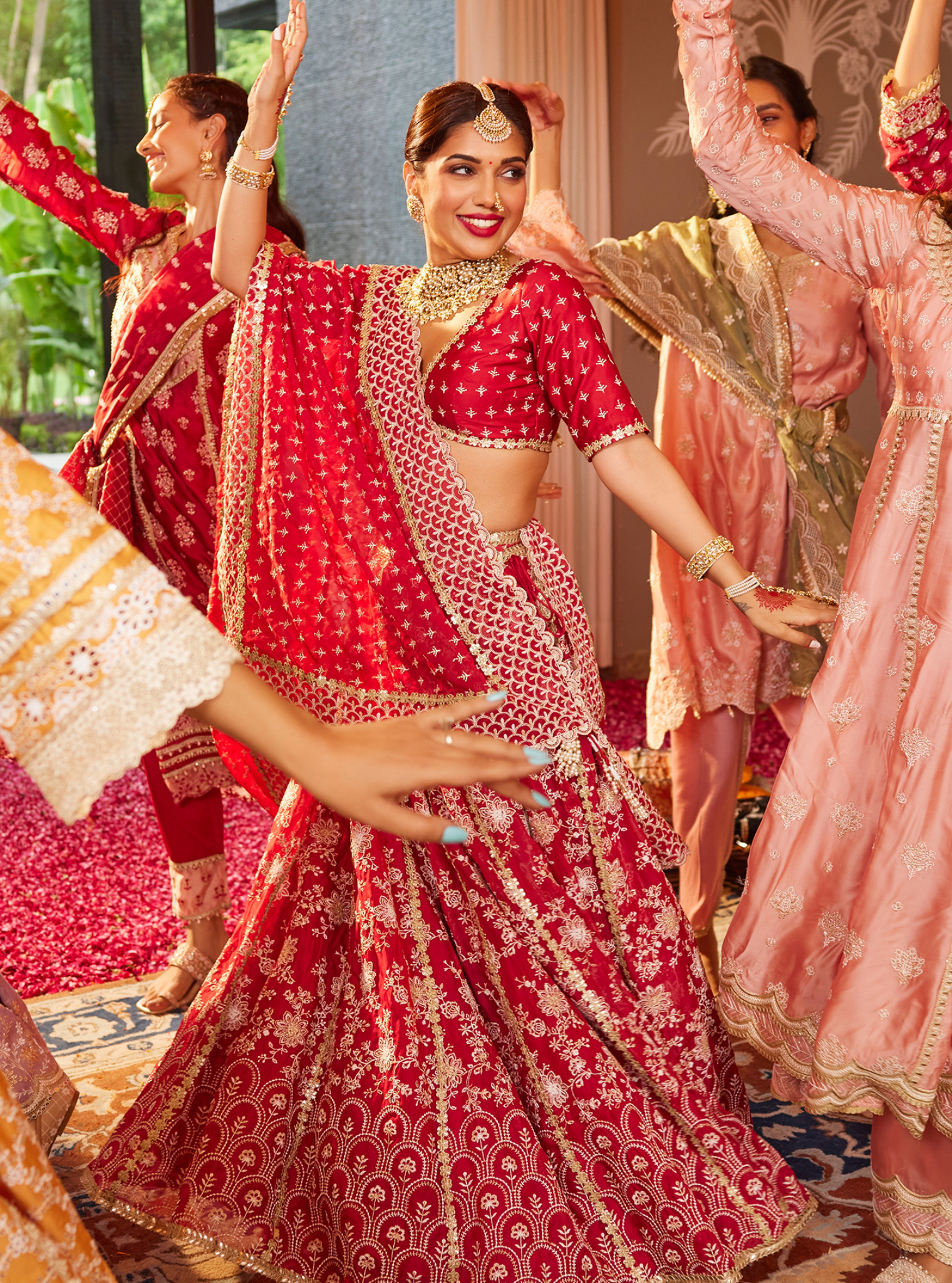 Mulmul Organza Saiyaara Red lehenga