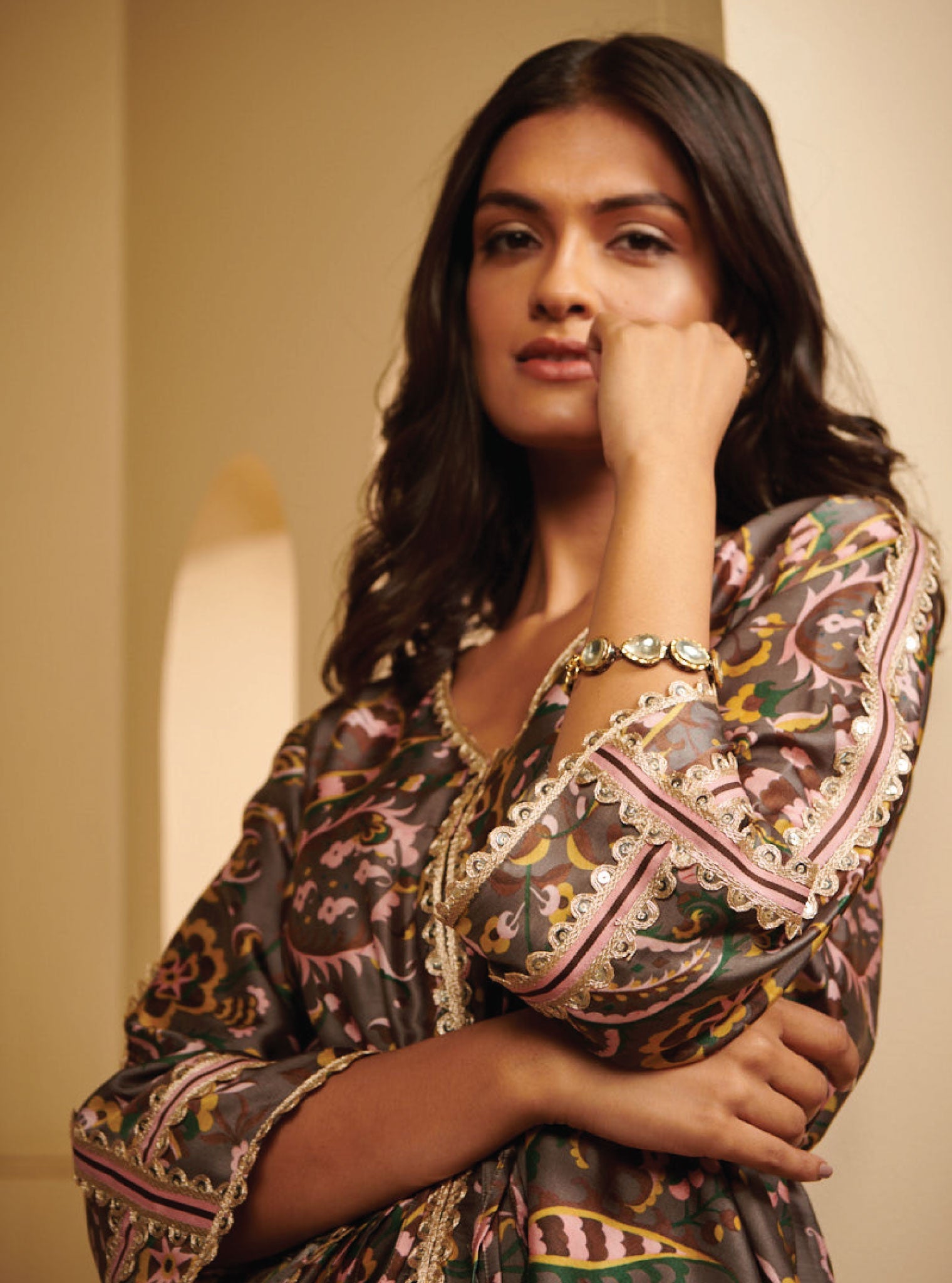 Asta Cupro Grey Top with Pant Set