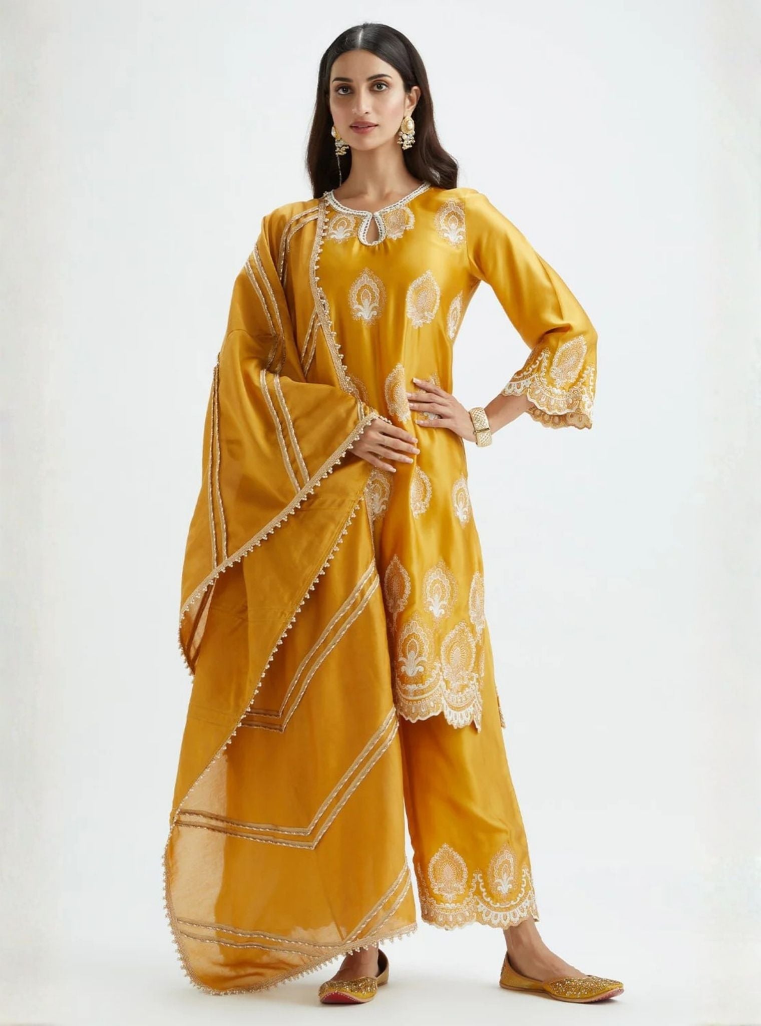 Sydney Cupro Silk Orange Kurta Set