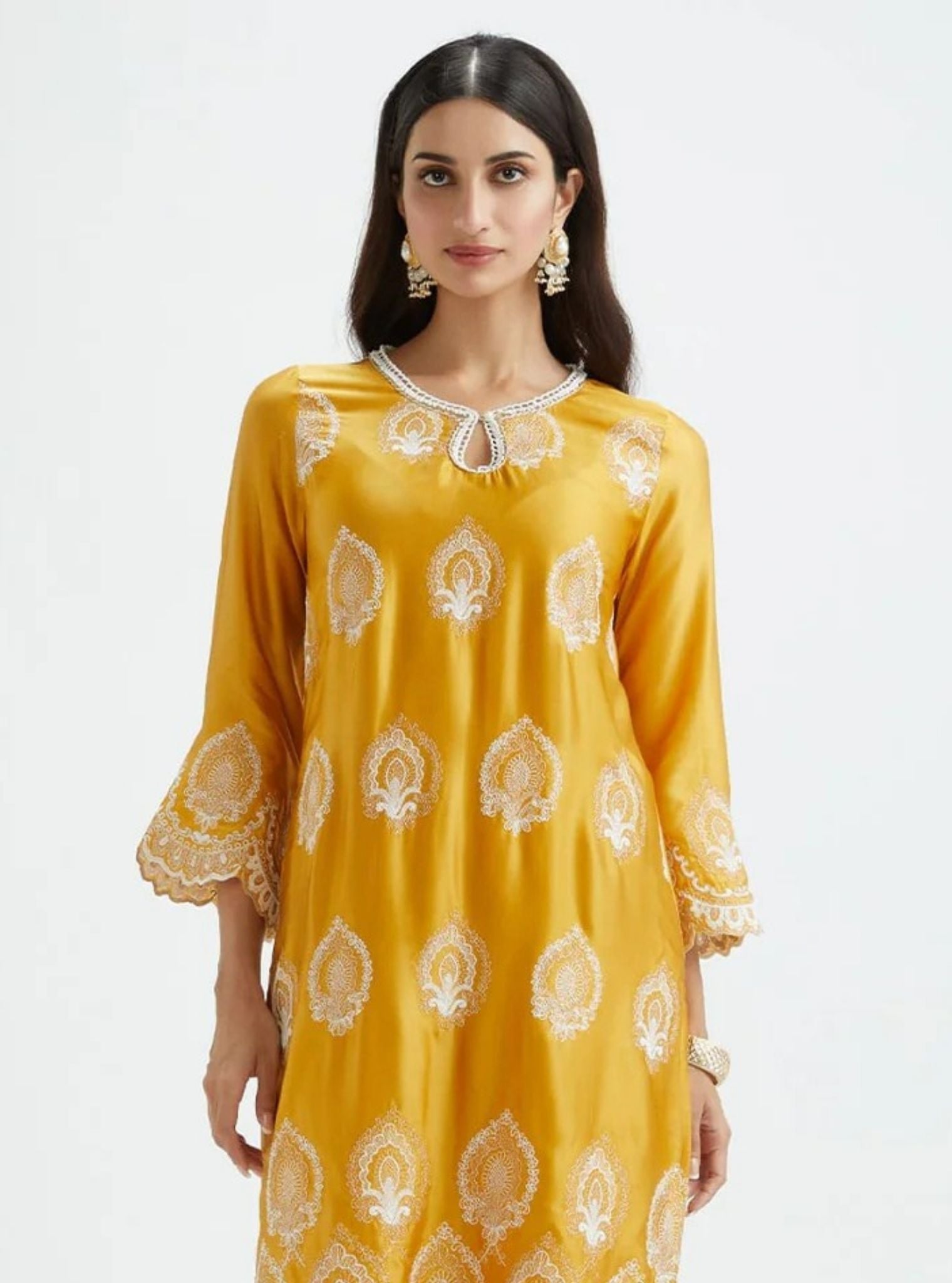 Sydney Cupro Silk Orange Kurta Set