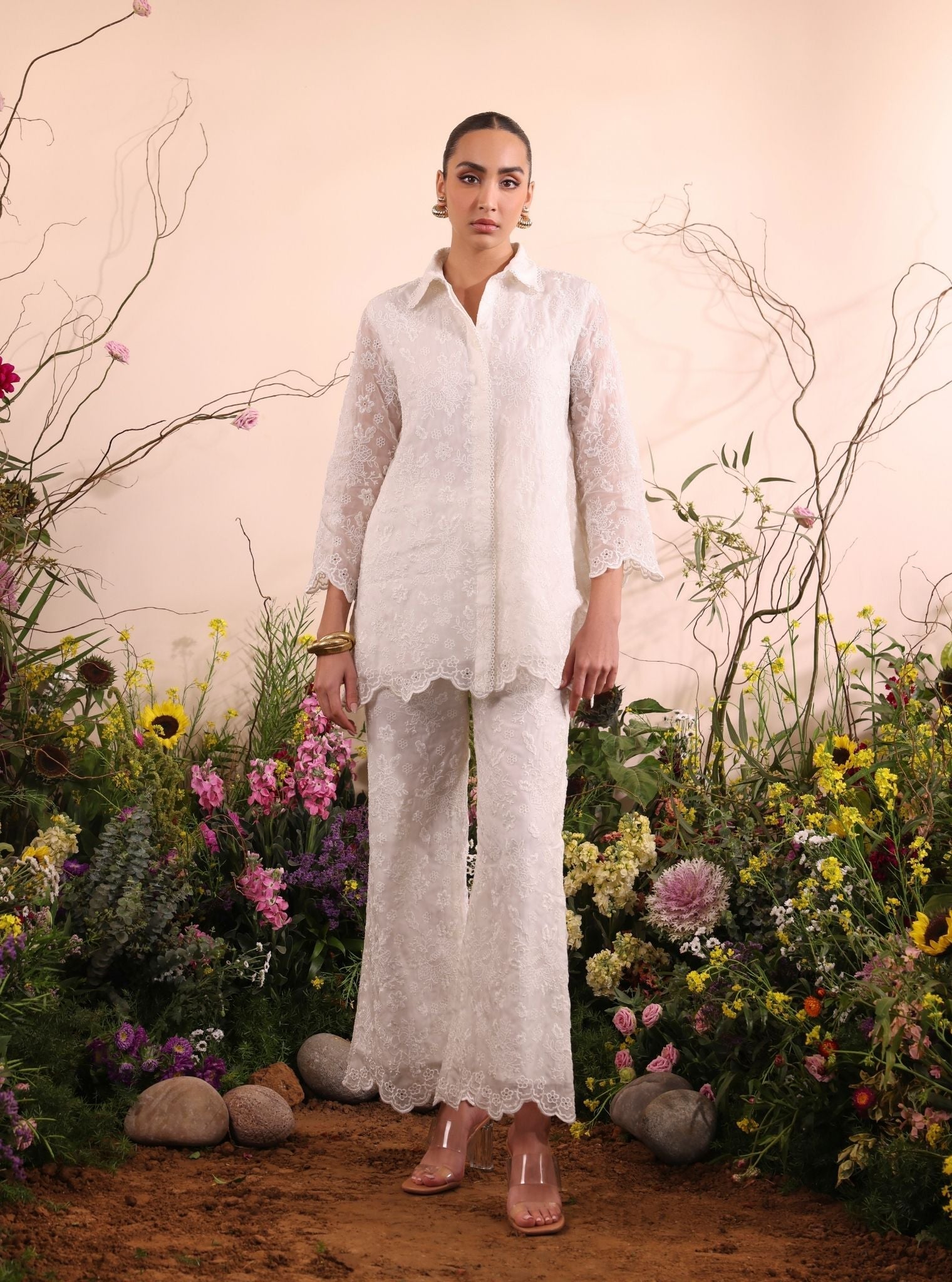 Mulmul Organza Lev Off White Shirt With Mulmul Organza Lev Off White Shirt