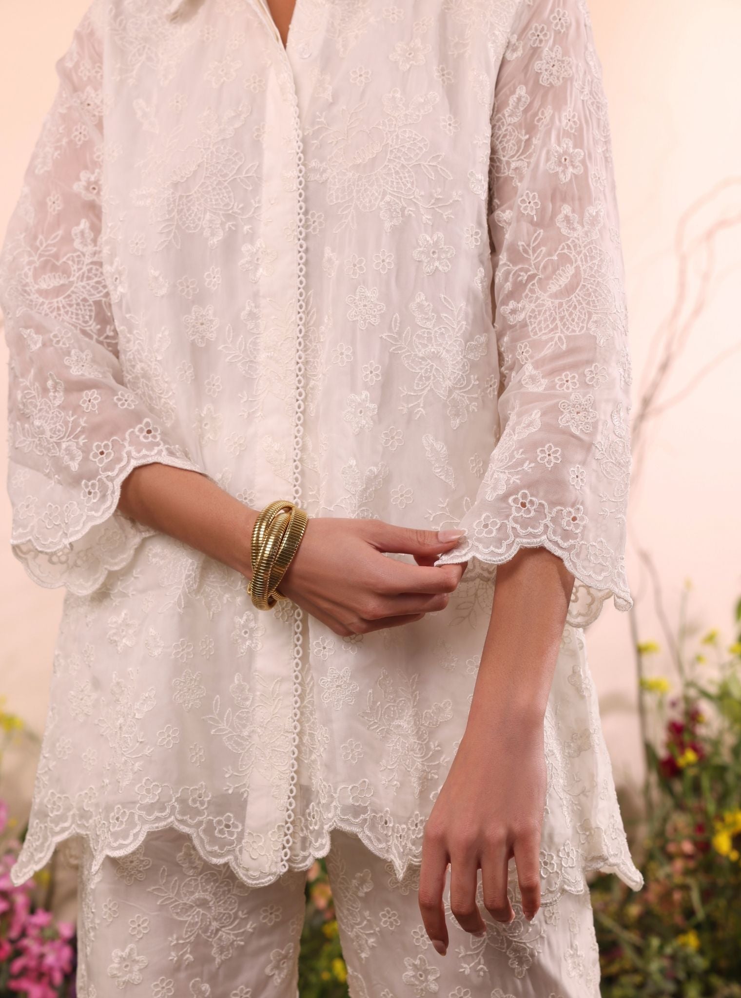 Mulmul Organza Lev Off White Shirt With Mulmul Organza Lev Off White Shirt