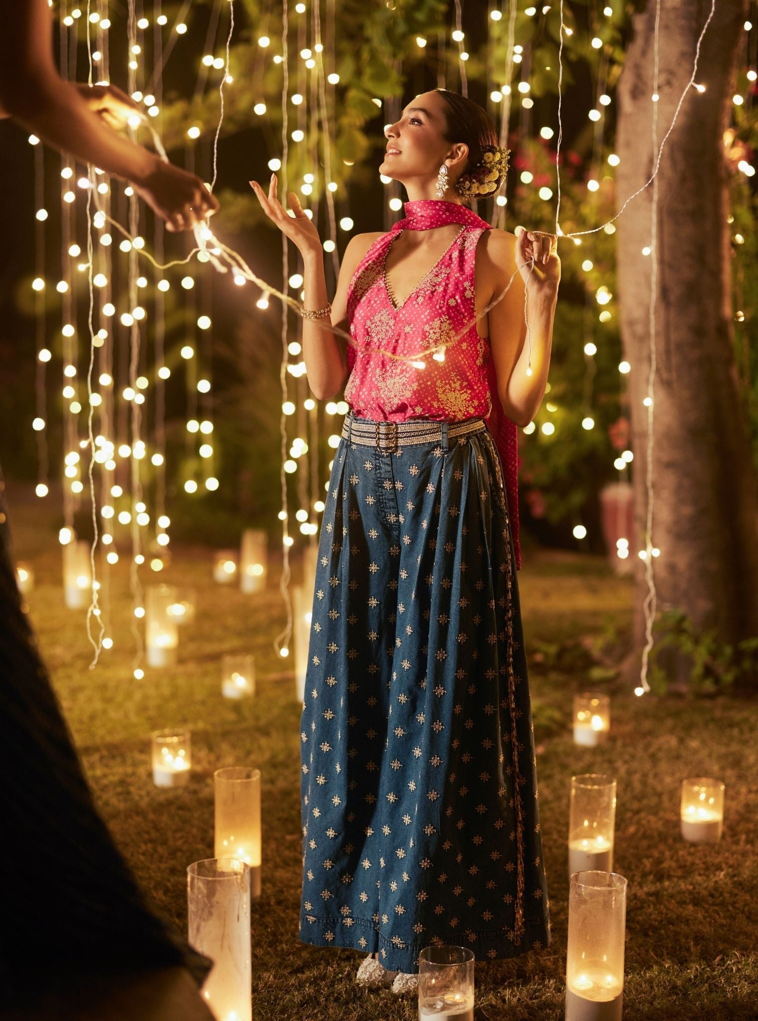 Sajhvi Cupro Satin Fuchsia Co-ord Set