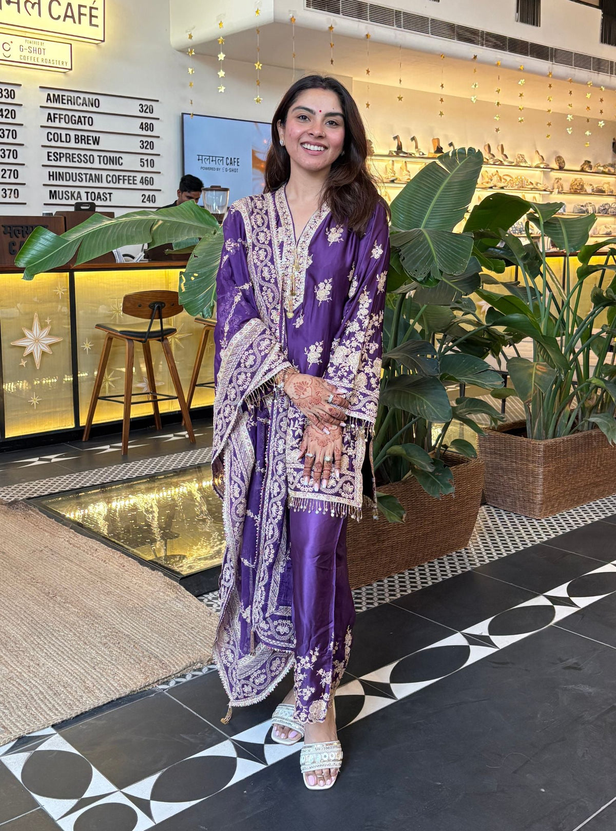 Saaj Cupro Satin Purple Kurta Set