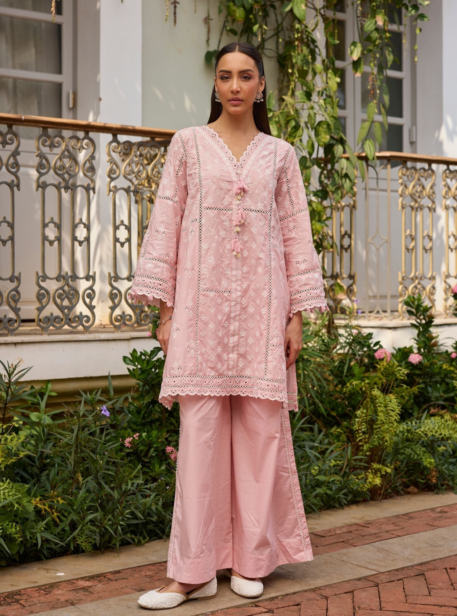 Enao Supima Cotton Pink Short Kurta Set
