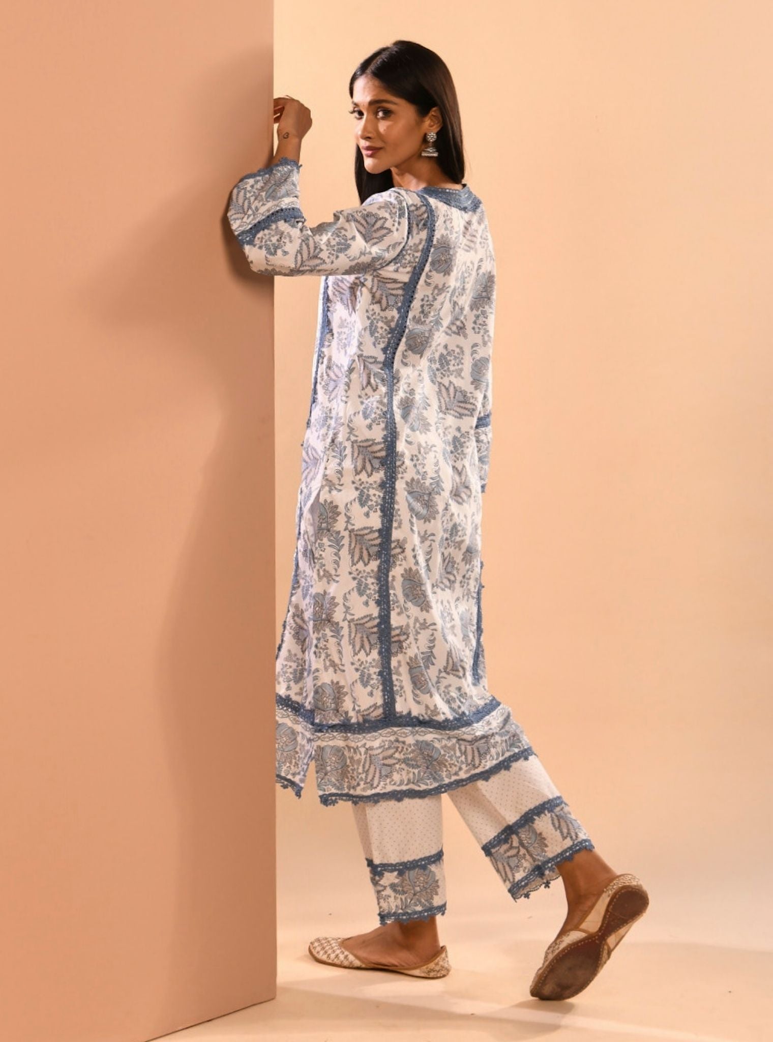 Mulmul Supima Cotton Esti Blue Kurta