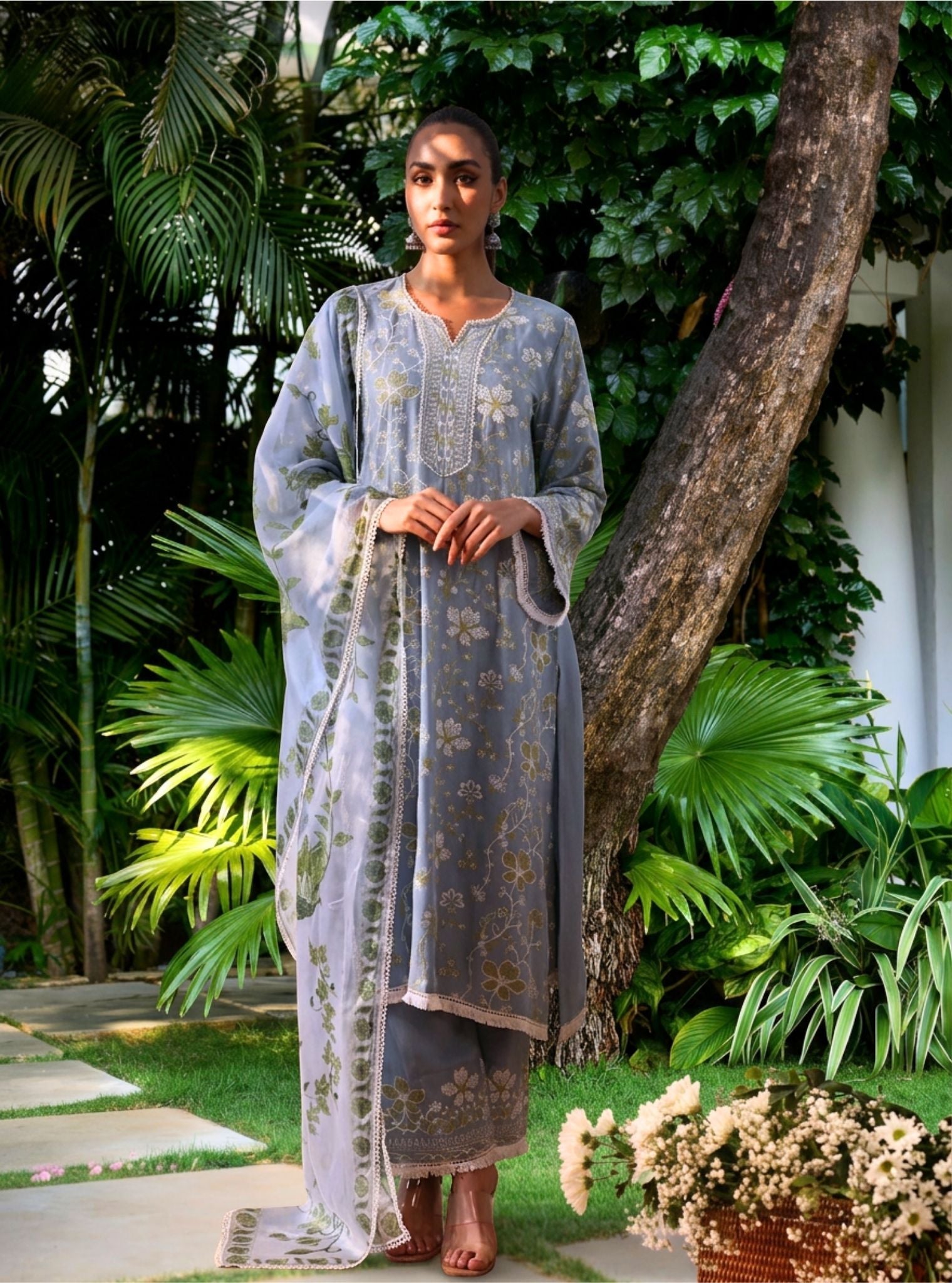 Vania Linen Light Blue Kurta Set