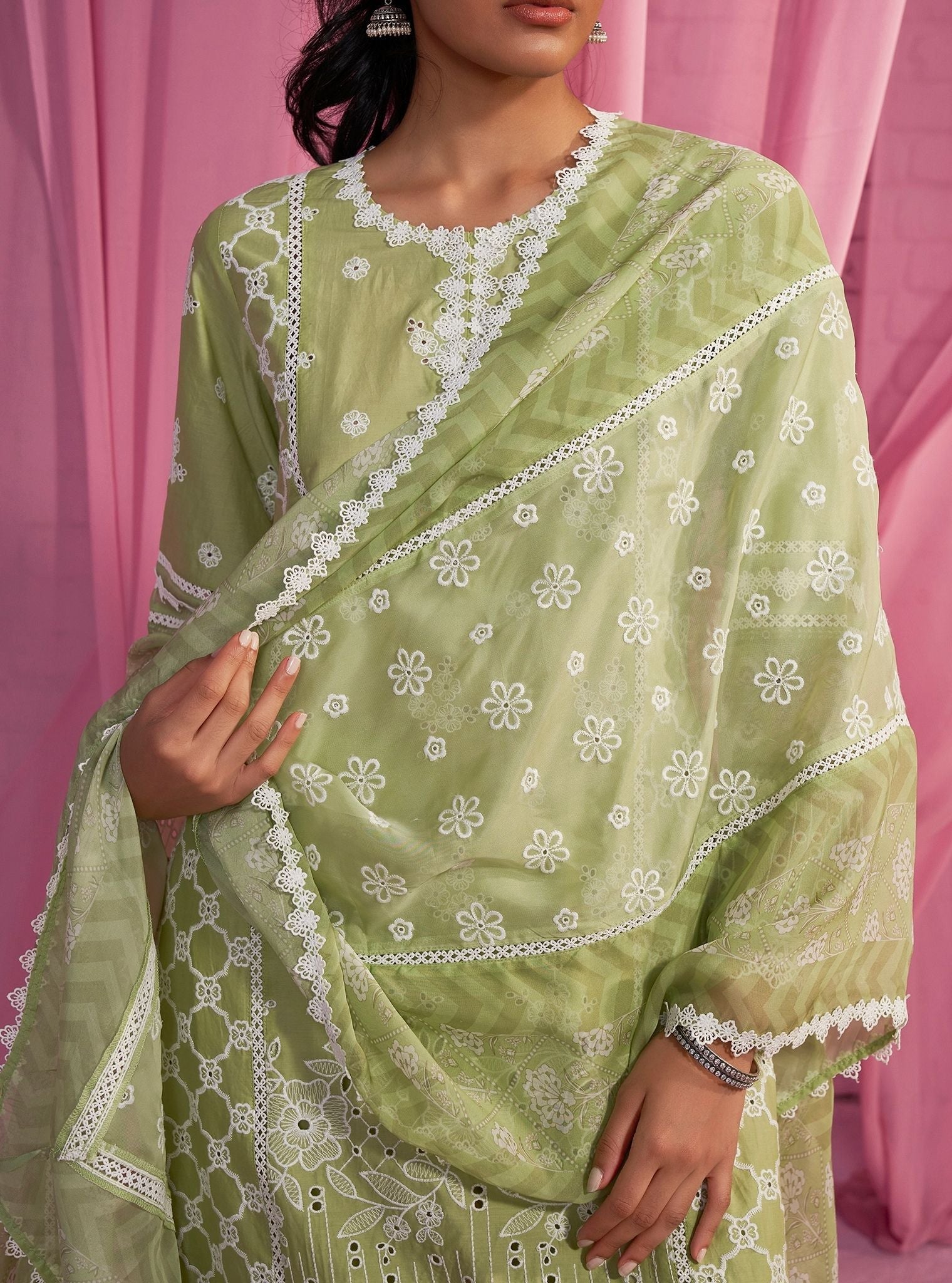 Dhitya Supima Cotton Light Green Kurta Set