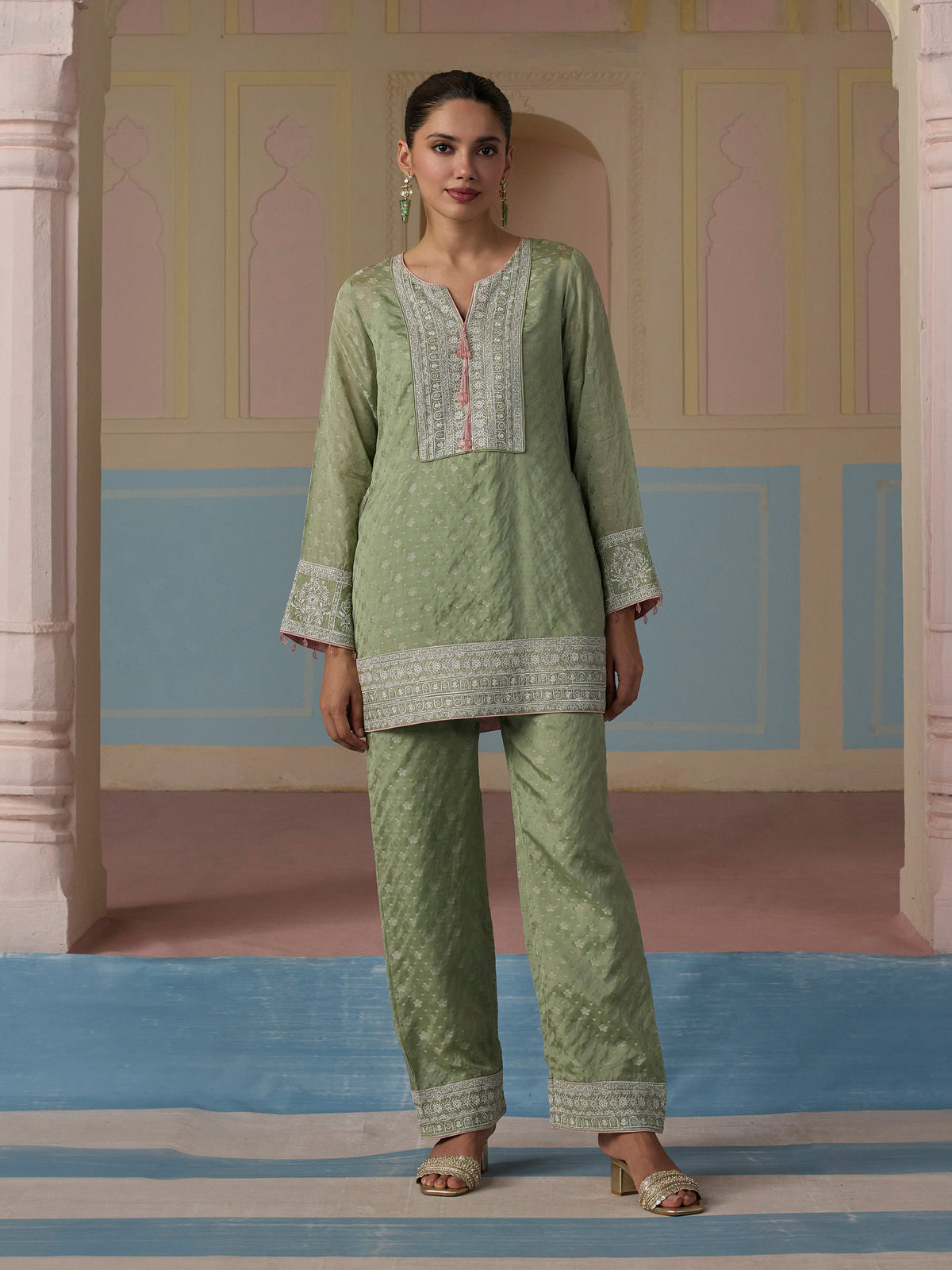 Elara Banarasi Green Co-ord Set