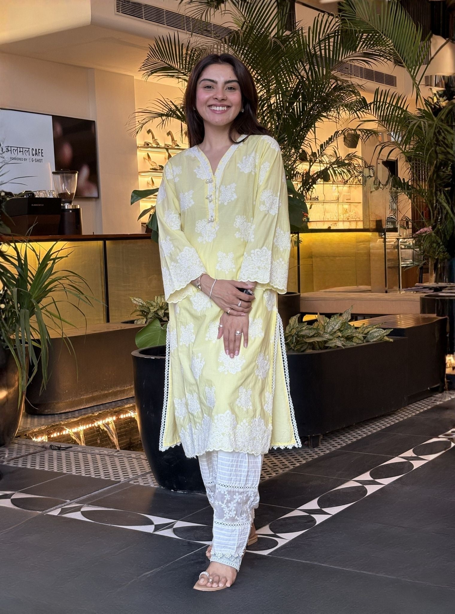 Hriddhi Supima Cotton Yellow Kurta Set