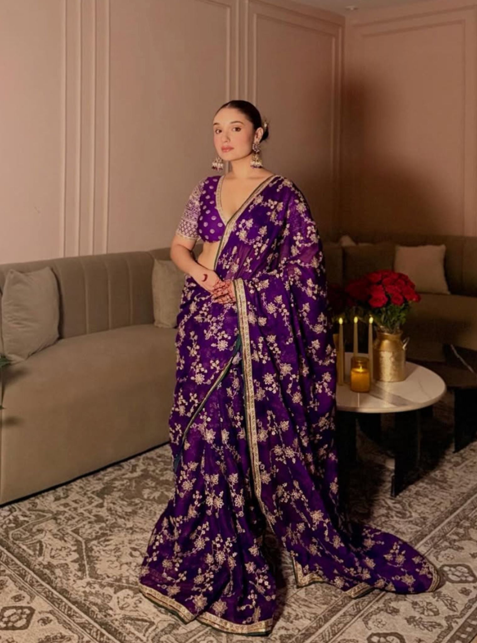 Kavya Organza Purple Saree