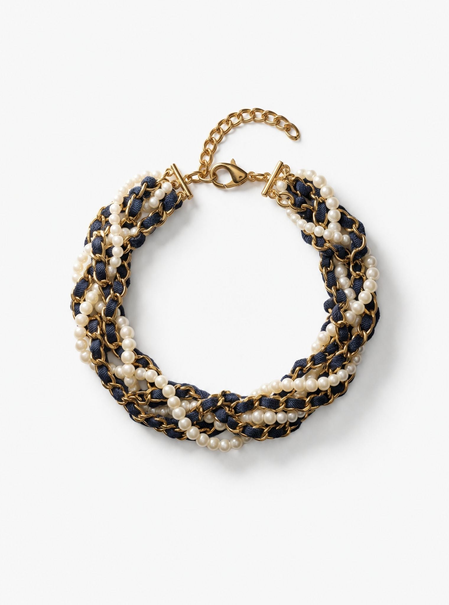 Denim Pearl Twist Bracelet