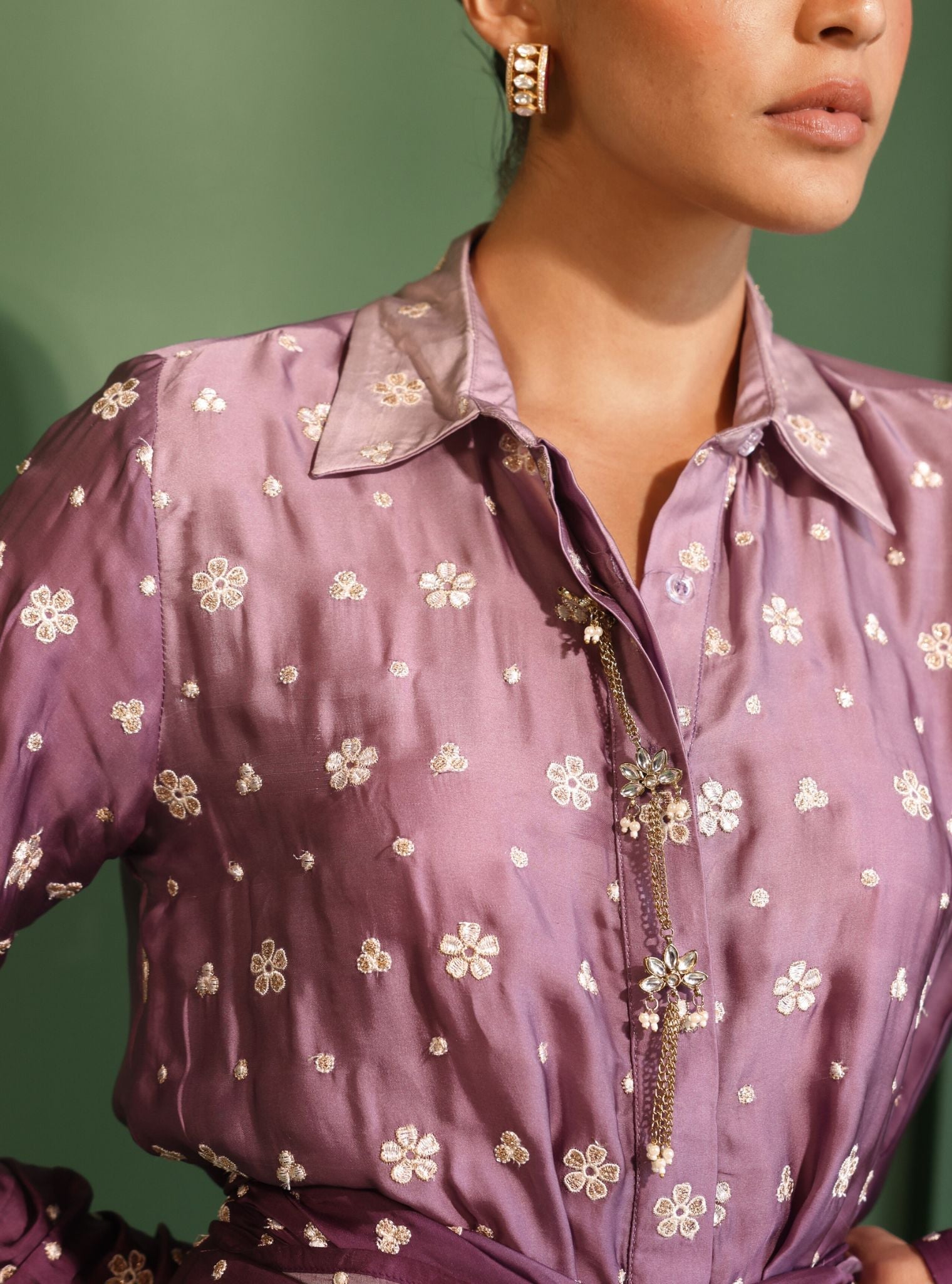 Husna Cupro Satin Ombre Purple With Husna Sharara