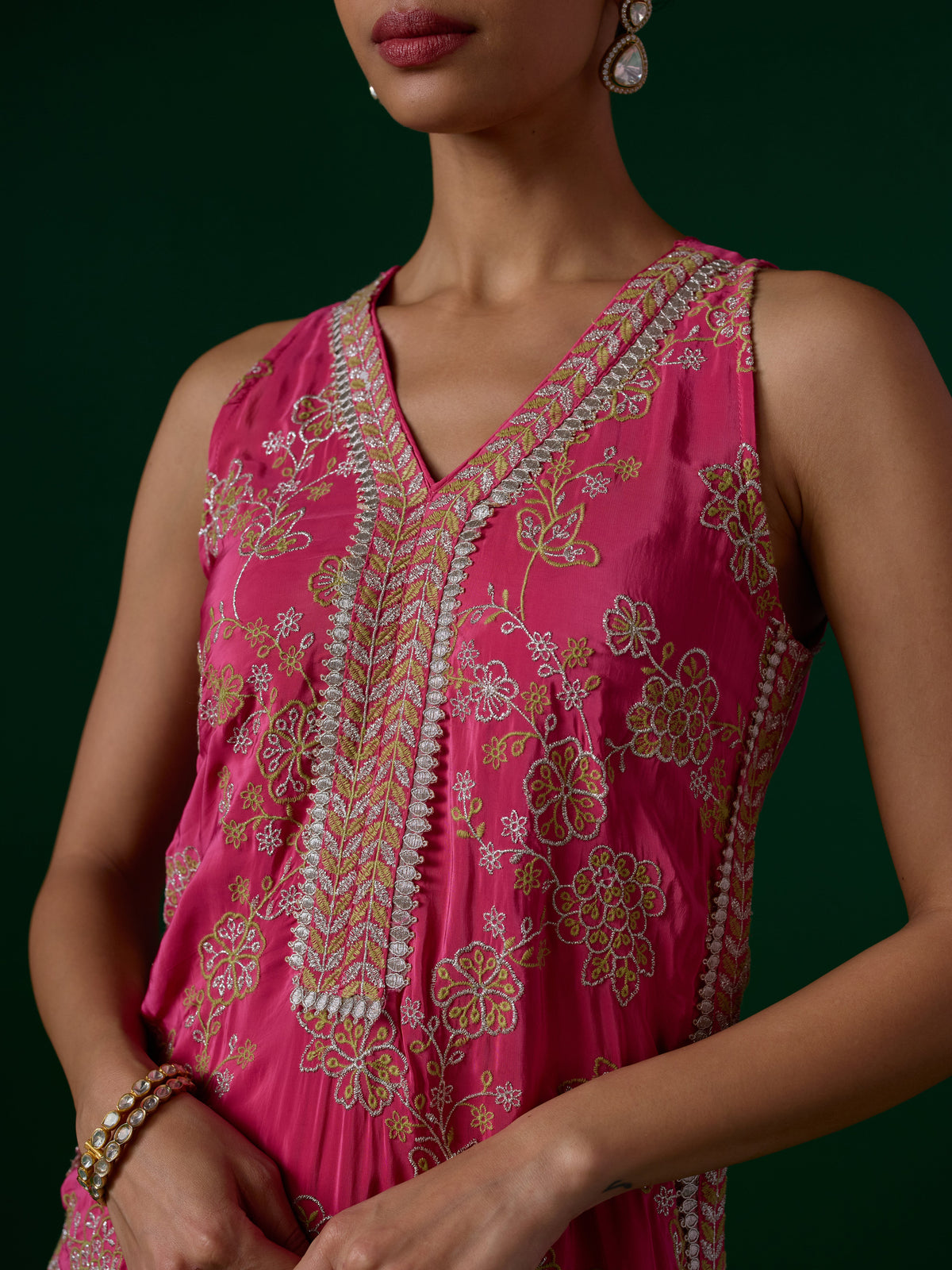 Jivara Crepe Fuschia Kurta Set