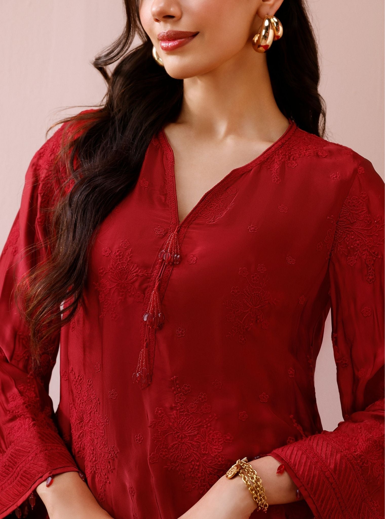 Zaria Cupro Satin Red Co-ord Set