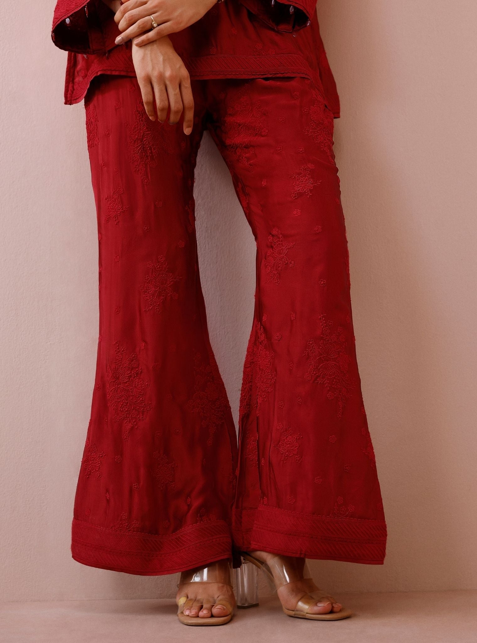 Zaria Cupro Satin Red Co-ord Set