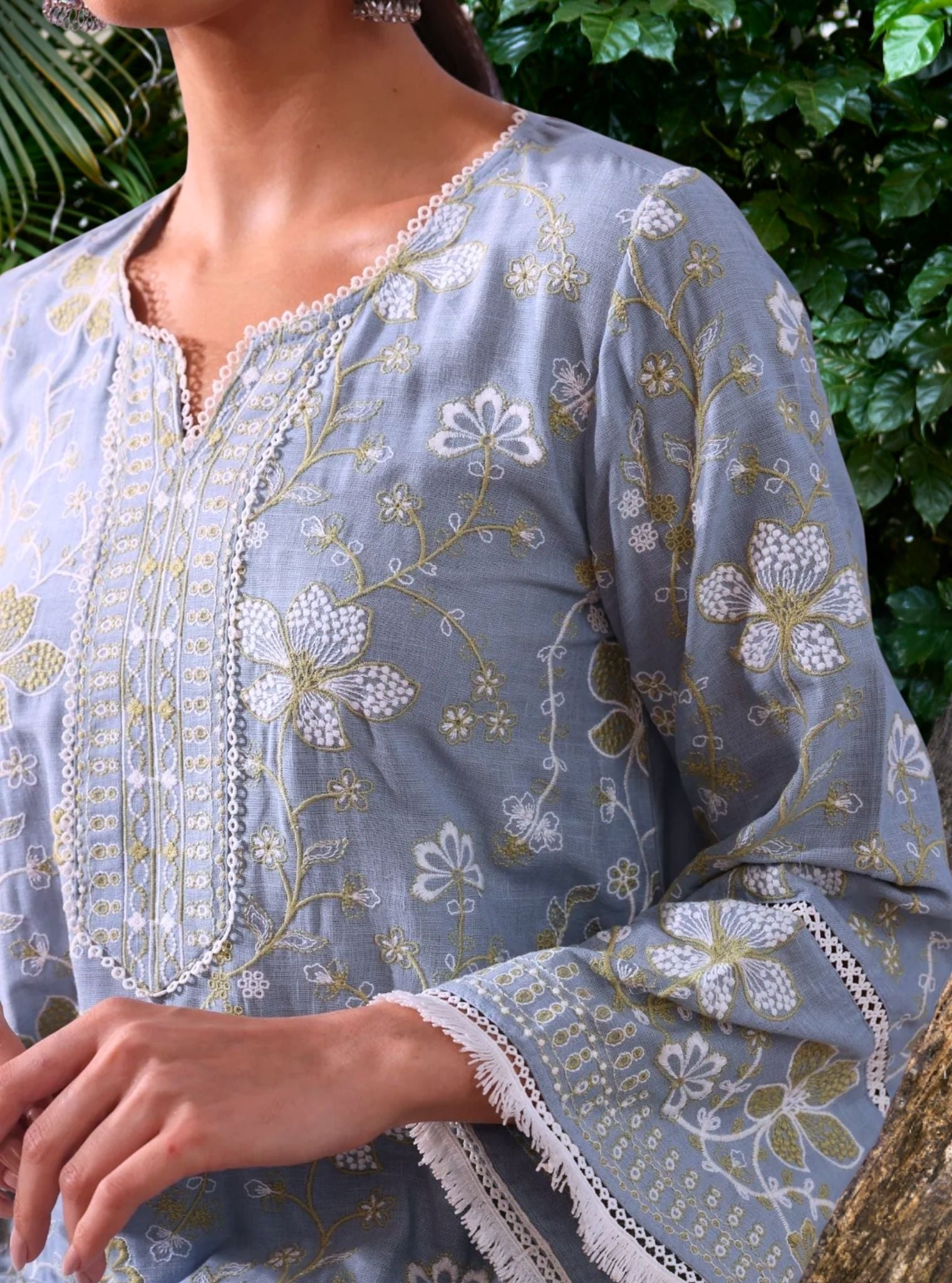 Vania Linen Light Blue Kurta Set