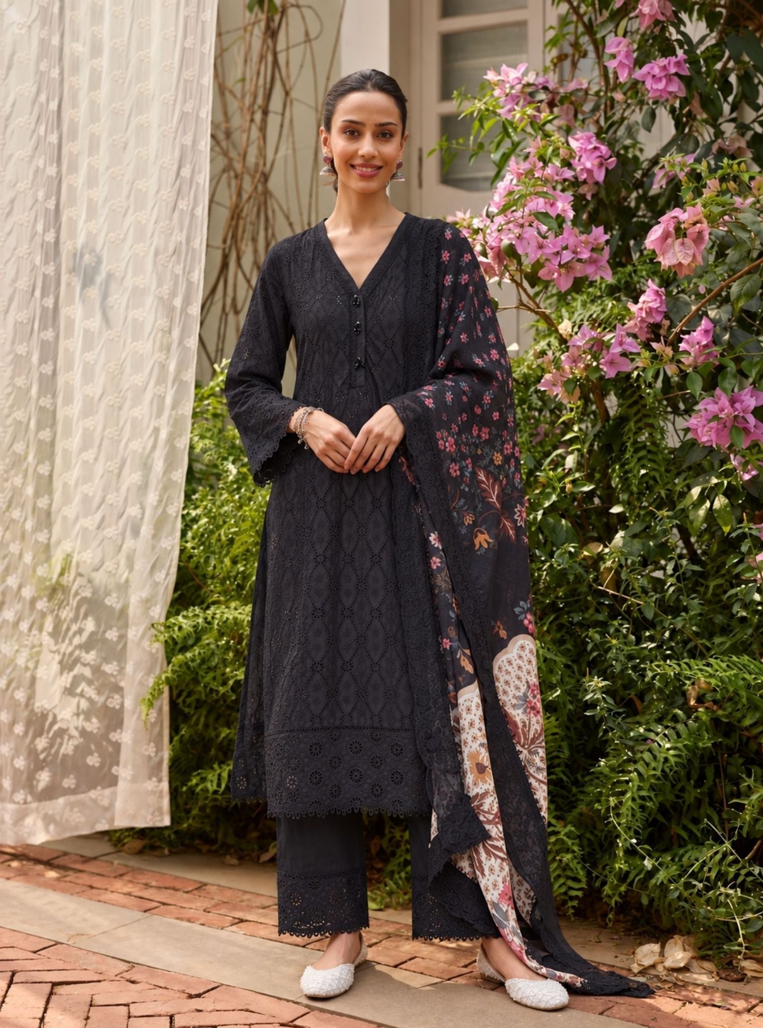Asti Supima Cotton Black Kurta Set