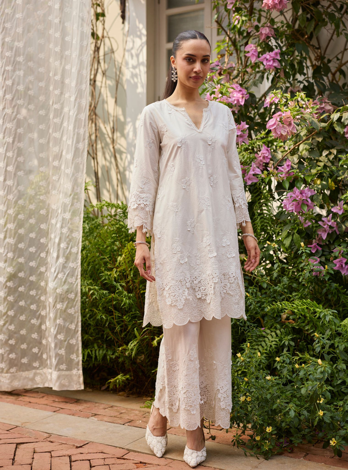 Vae Supima Cotton Off White Kurta Set