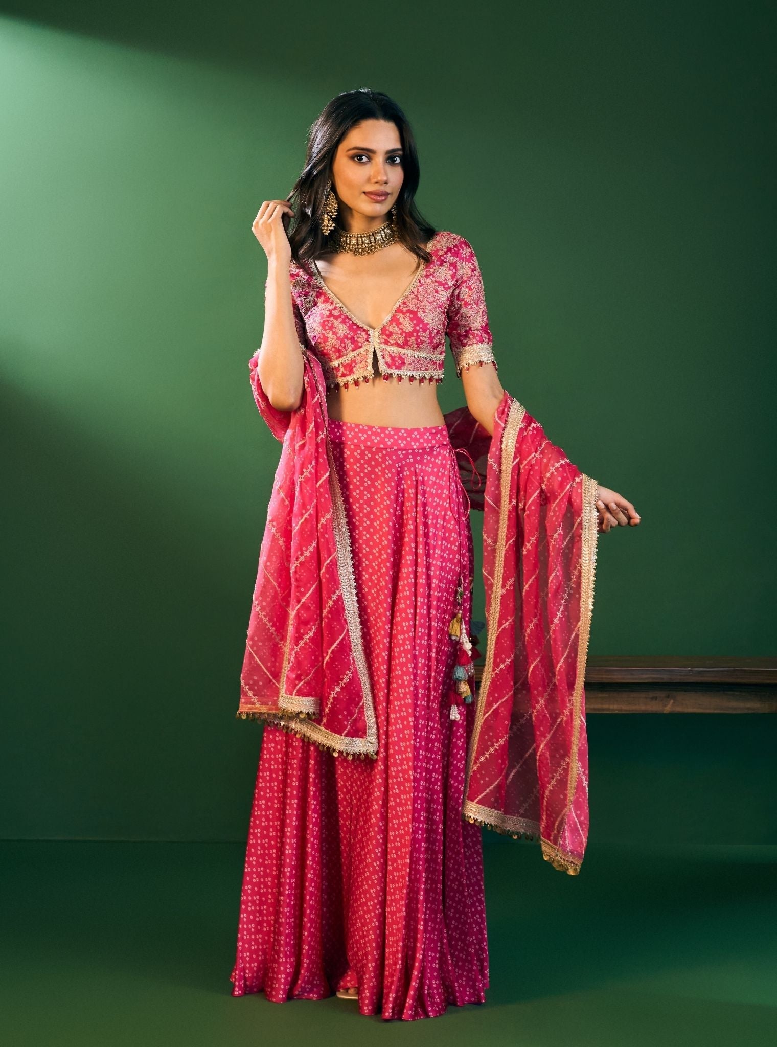 Mulmul Organza Printed Kuni Fuschia Dupatta