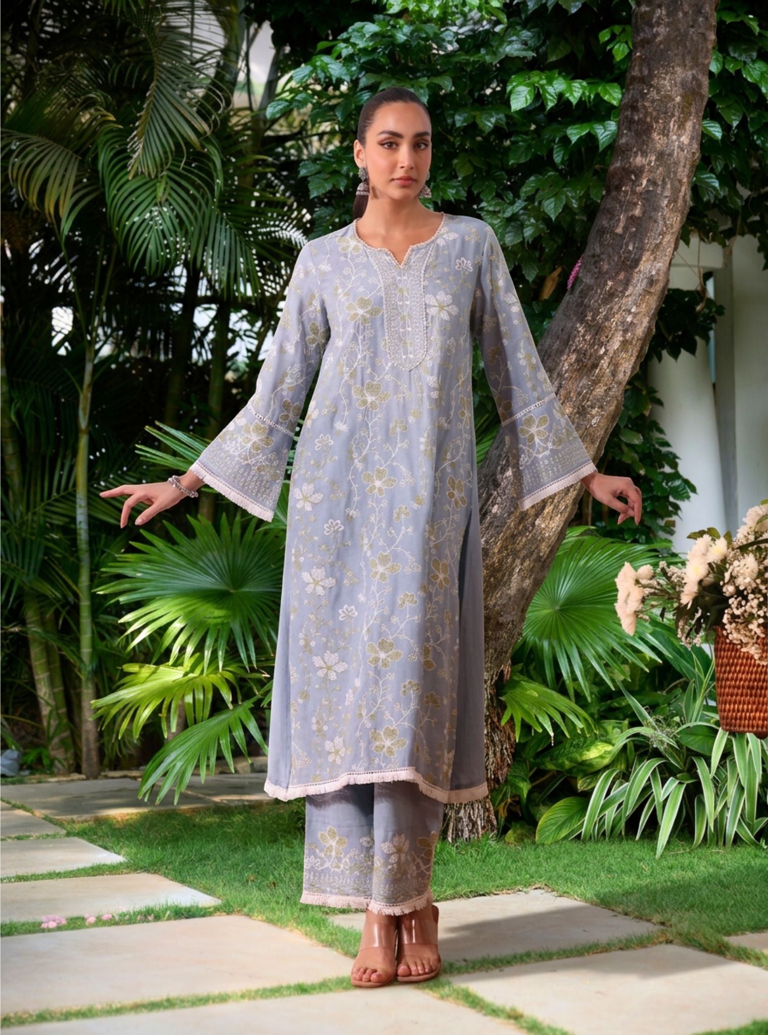 Vania Linen Light Blue Kurta Set