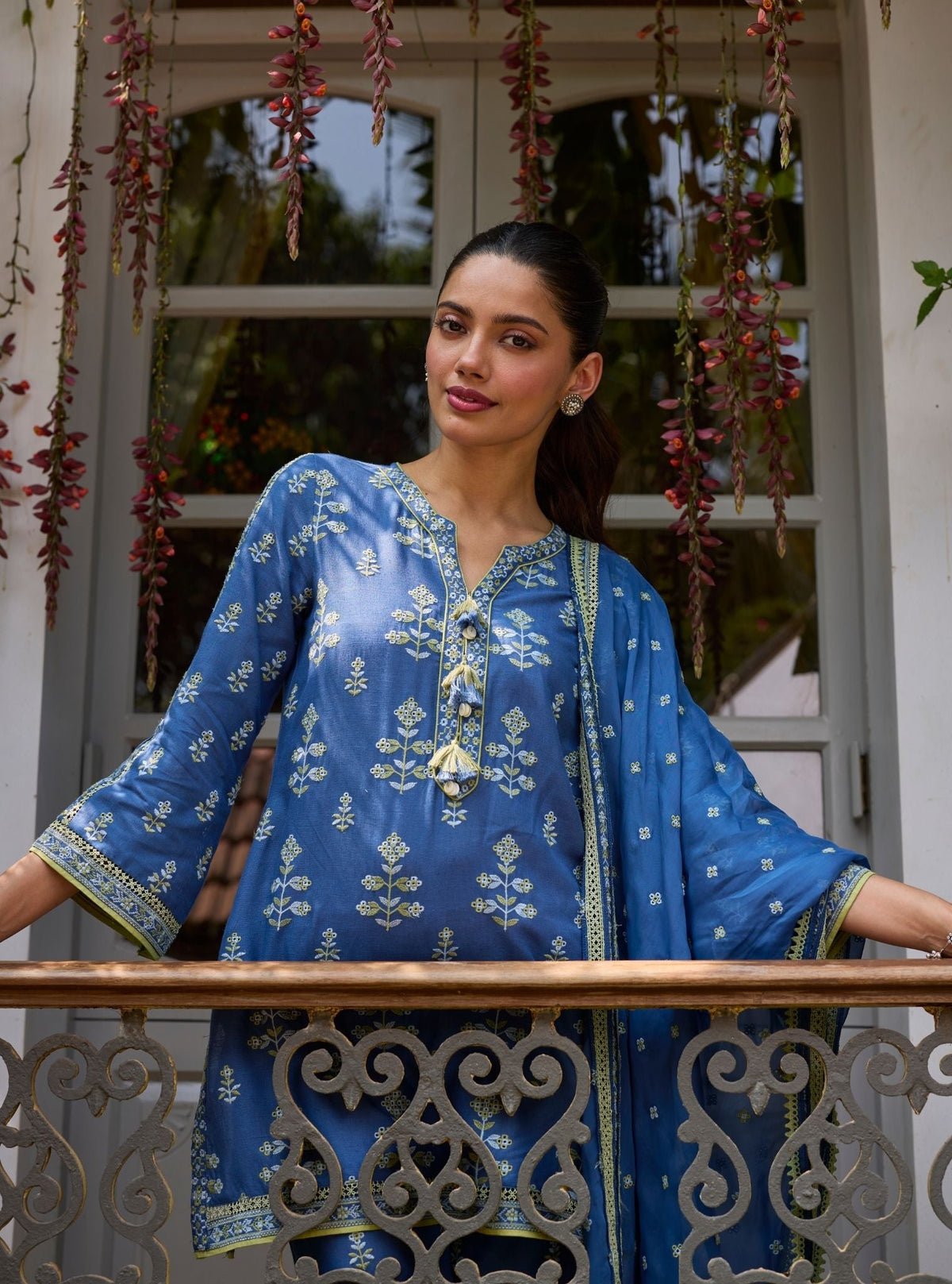 Zano Linen Navy Kurta Set