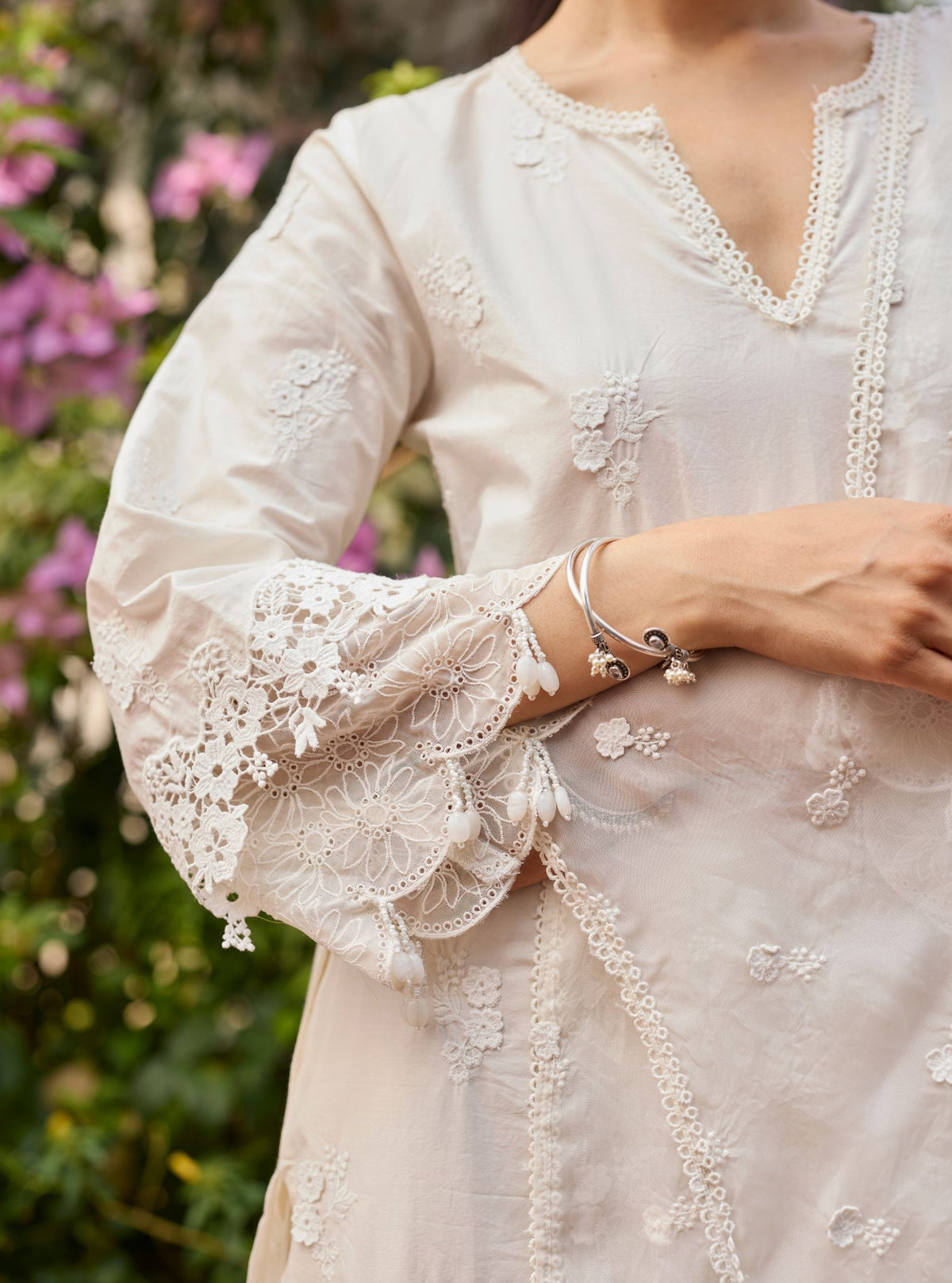 Vae Supima Cotton Off White Kurta Set