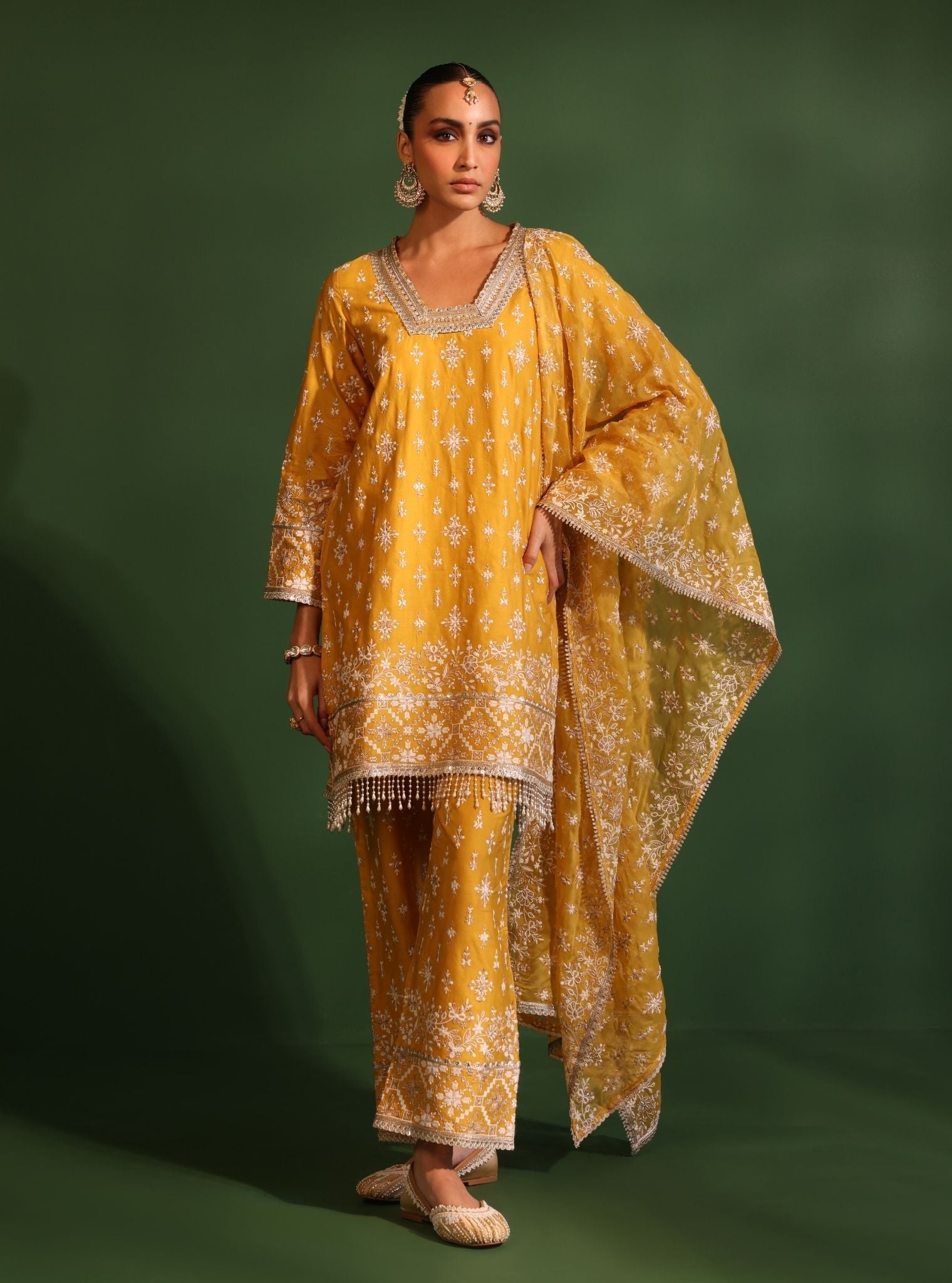 Mulmul Organza Kalander Yellow Dupatta